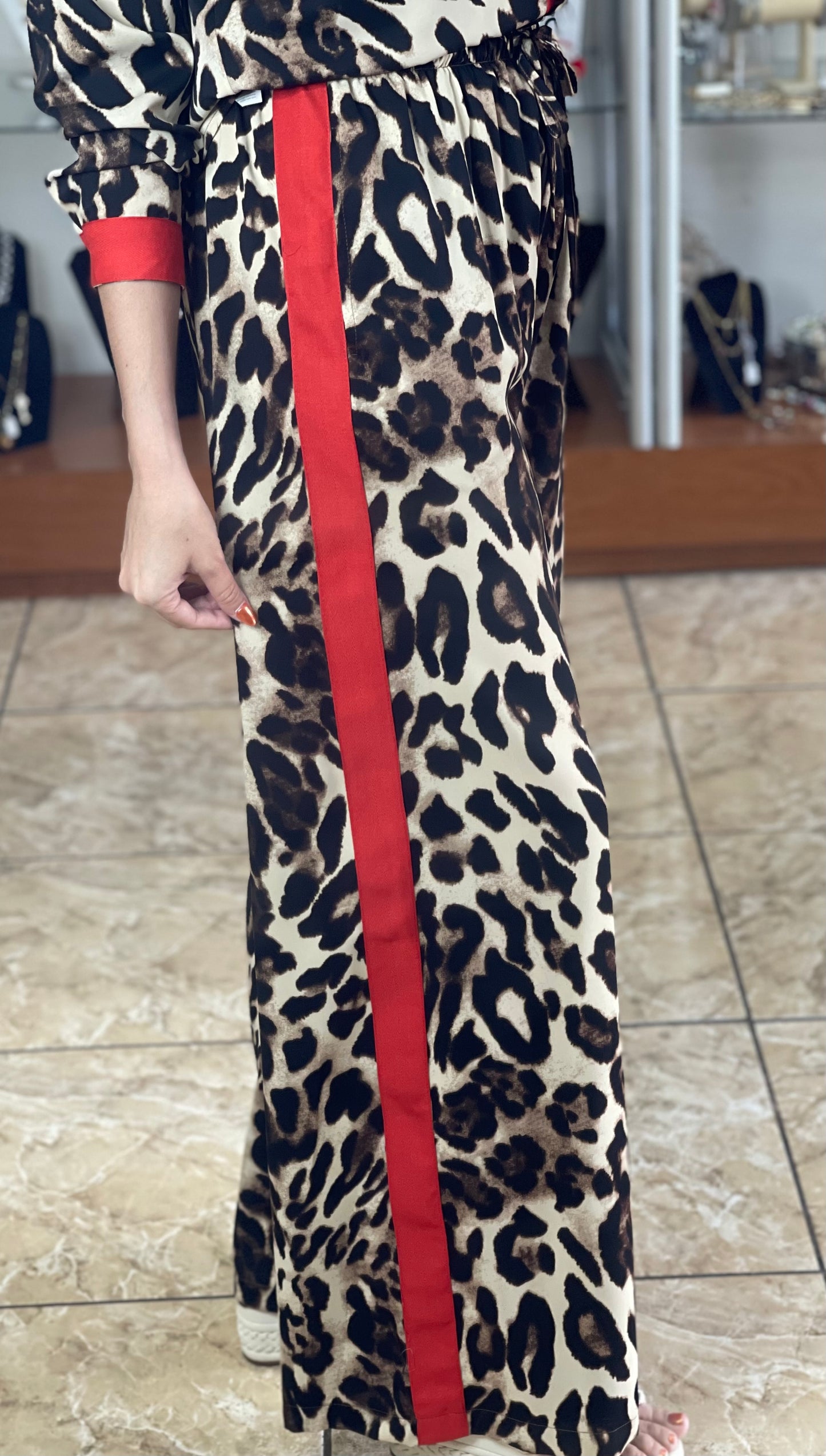 Leopard Red Line Pant