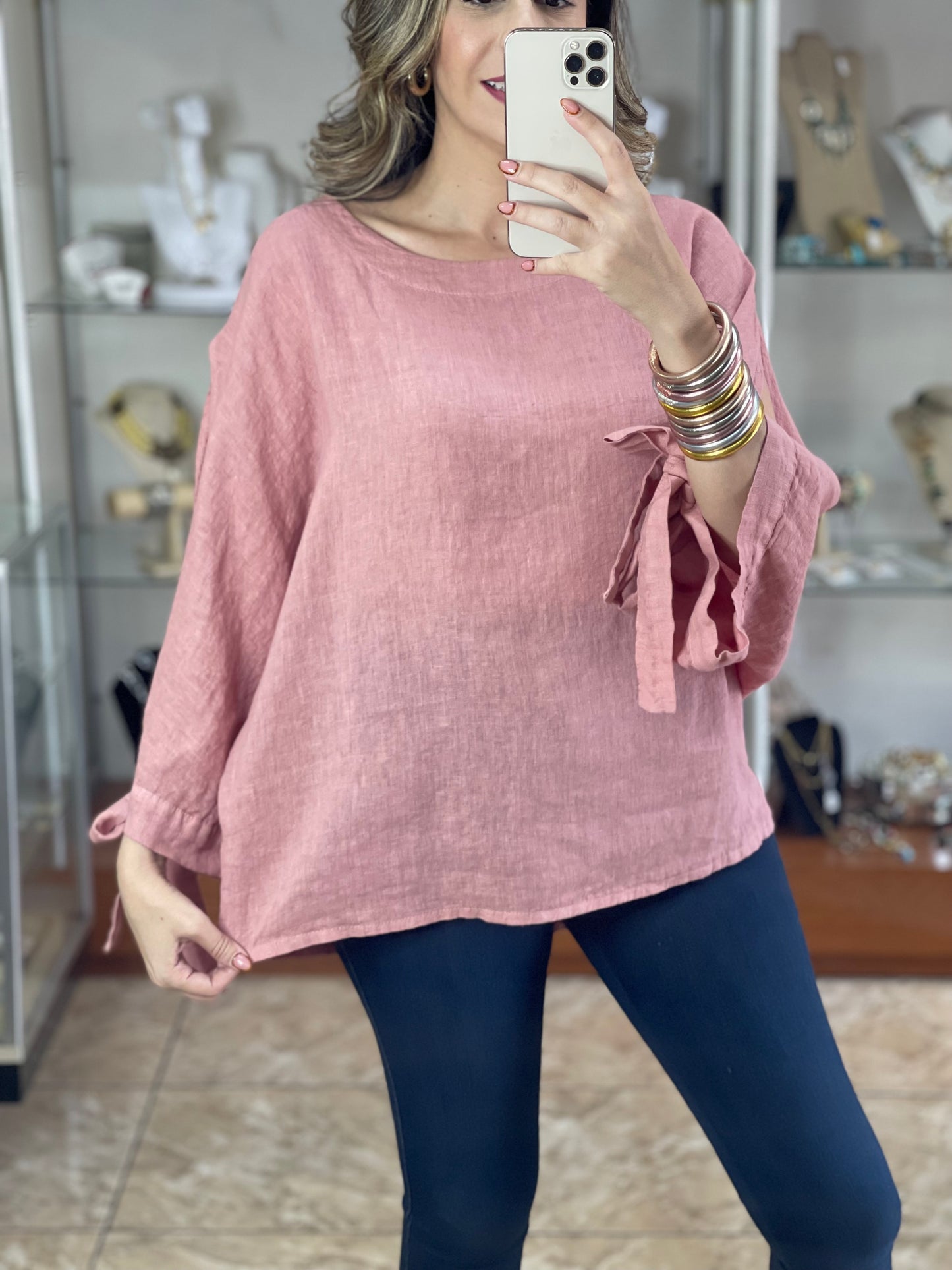 Open Sleeves Linen OS Top