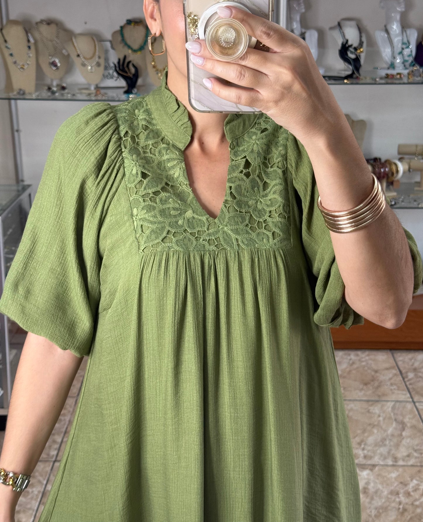 Olive Babydoll Dress