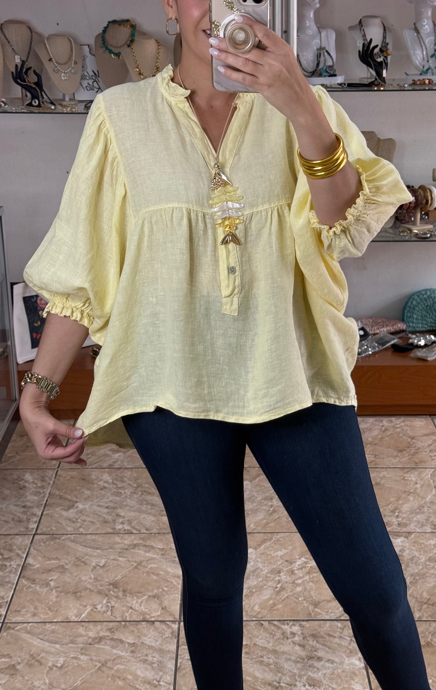 OS Babydoll Linen Top (NO RETURNS OR EXCHANGE)