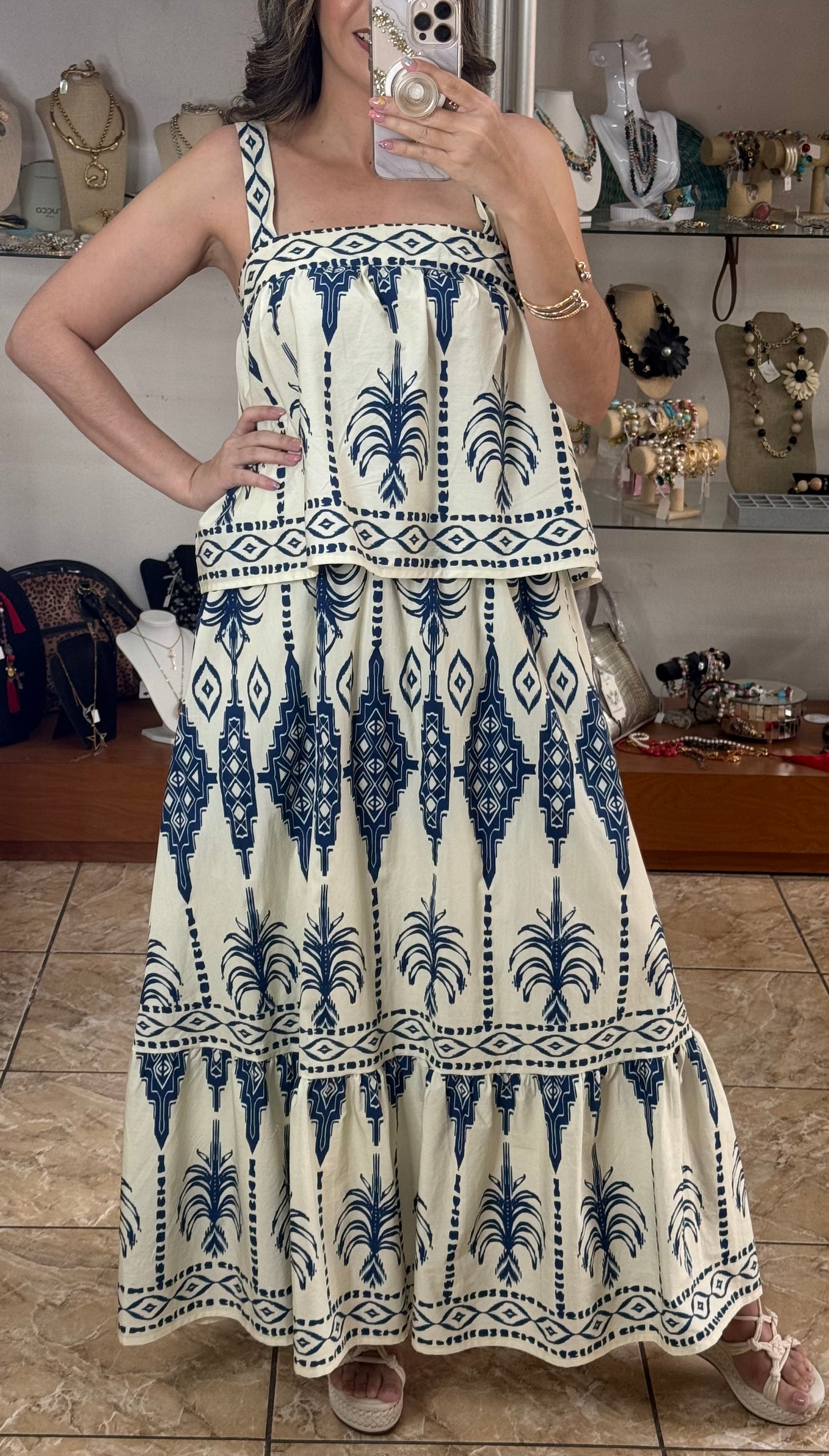 Top and Skirt Boho Set