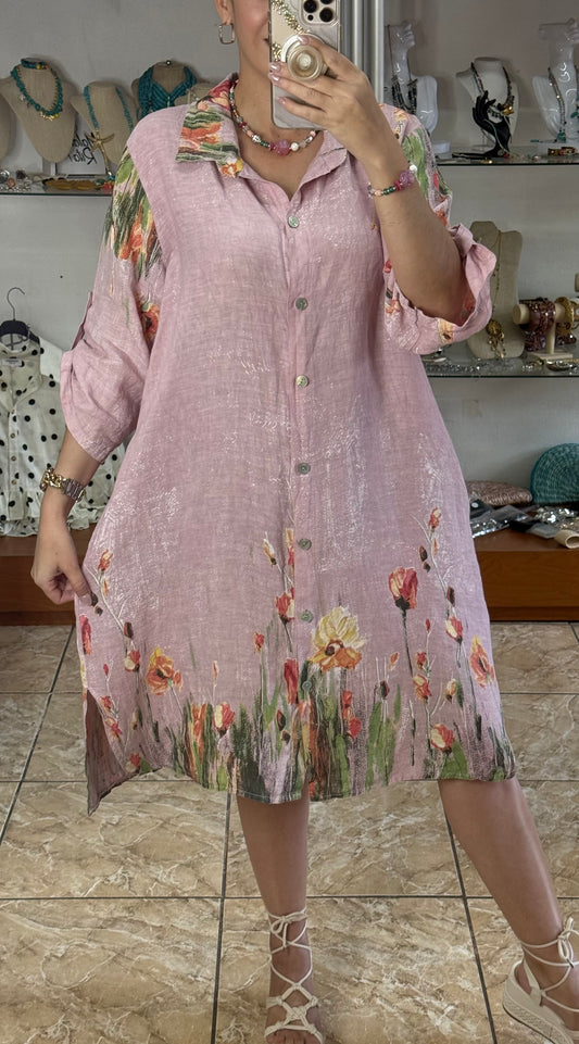 Malena OS Linen Dress (NO RETURNS OR EXCHANGE)
