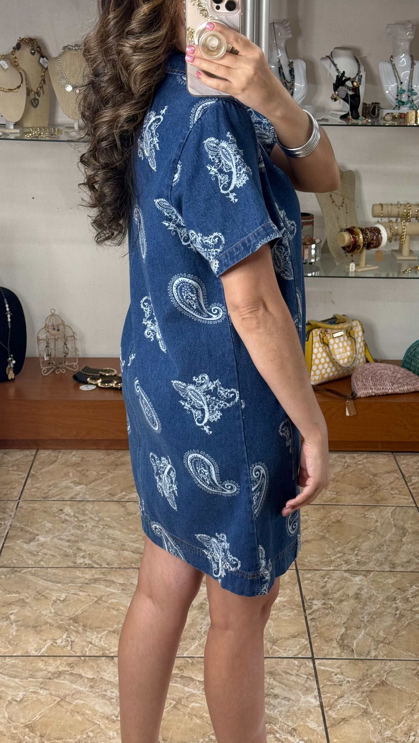 Paisley Denim Dress