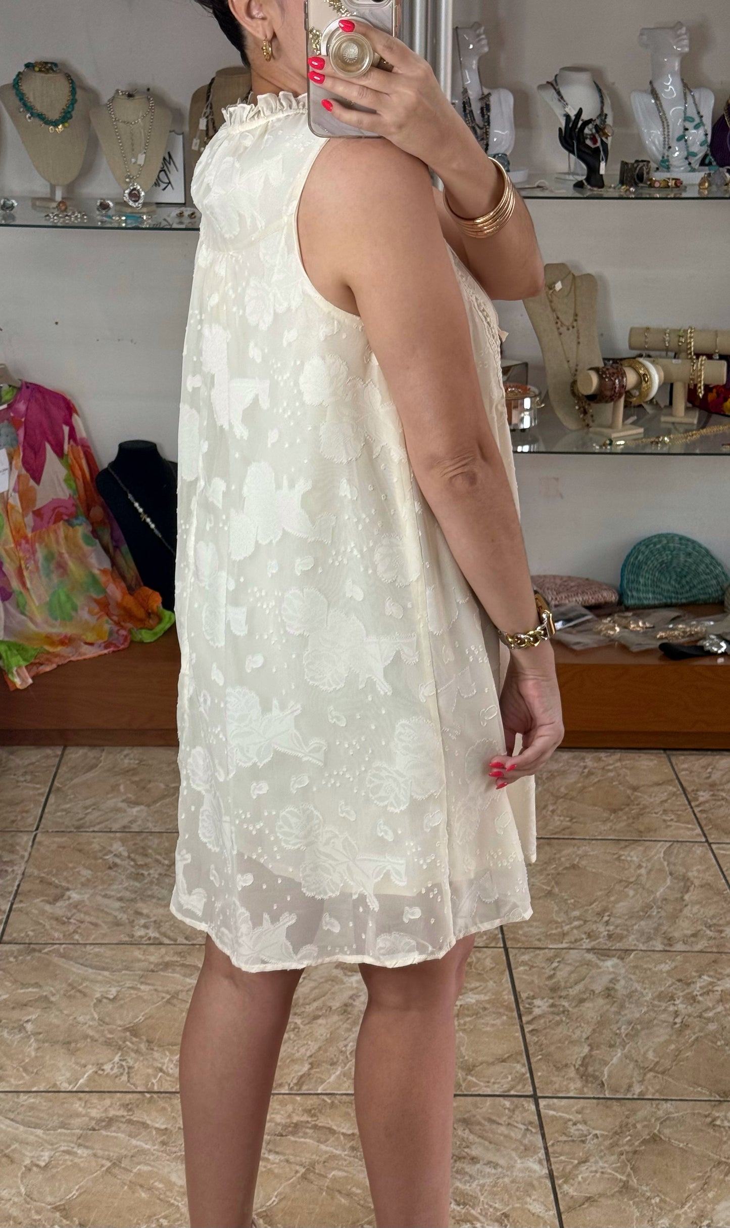 Sleeveless Cream Mini Dress