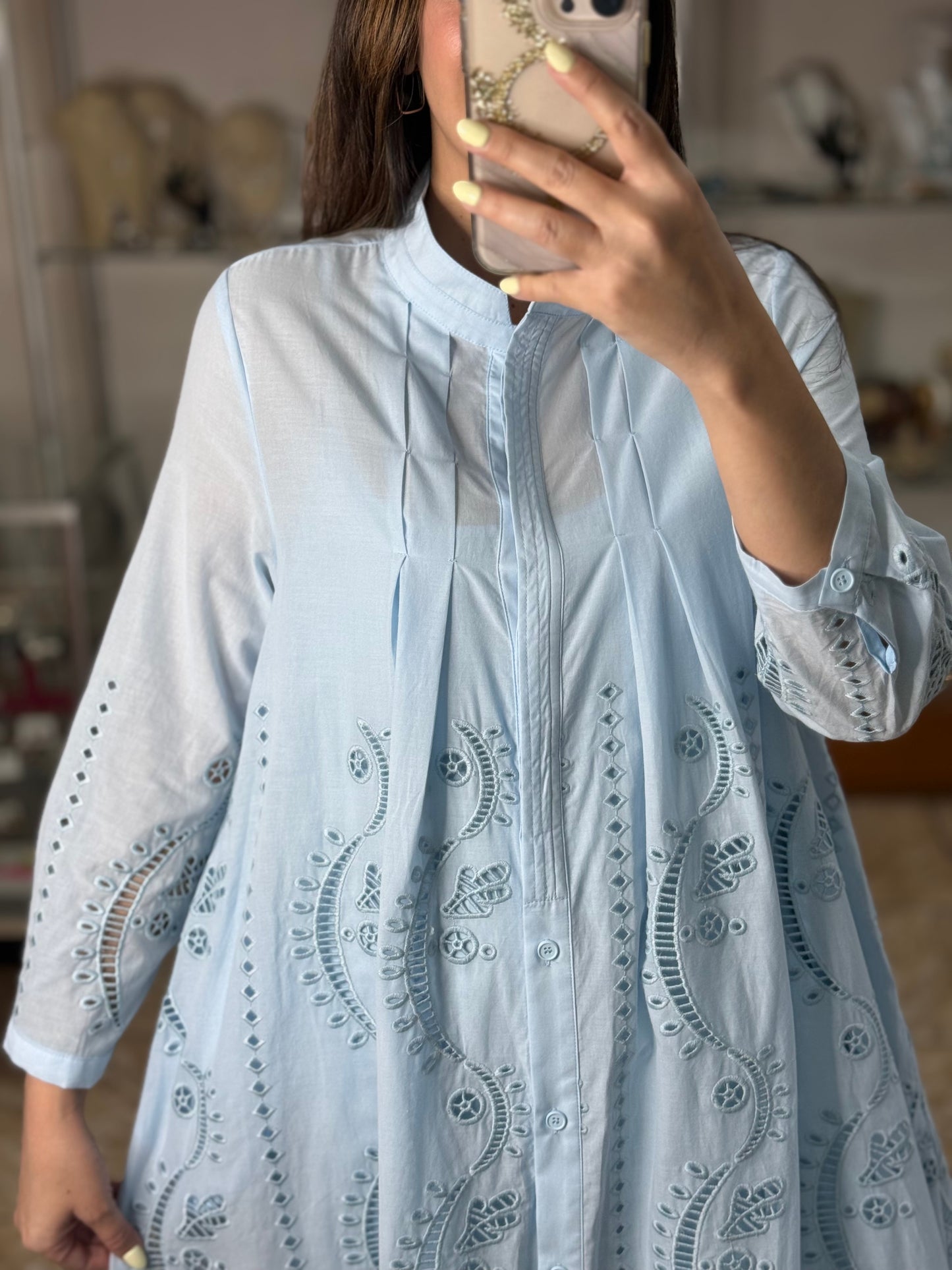 Long Sleeves Embroidered OS Maxi Dress (NO RETURNS OR EXCHANGE)