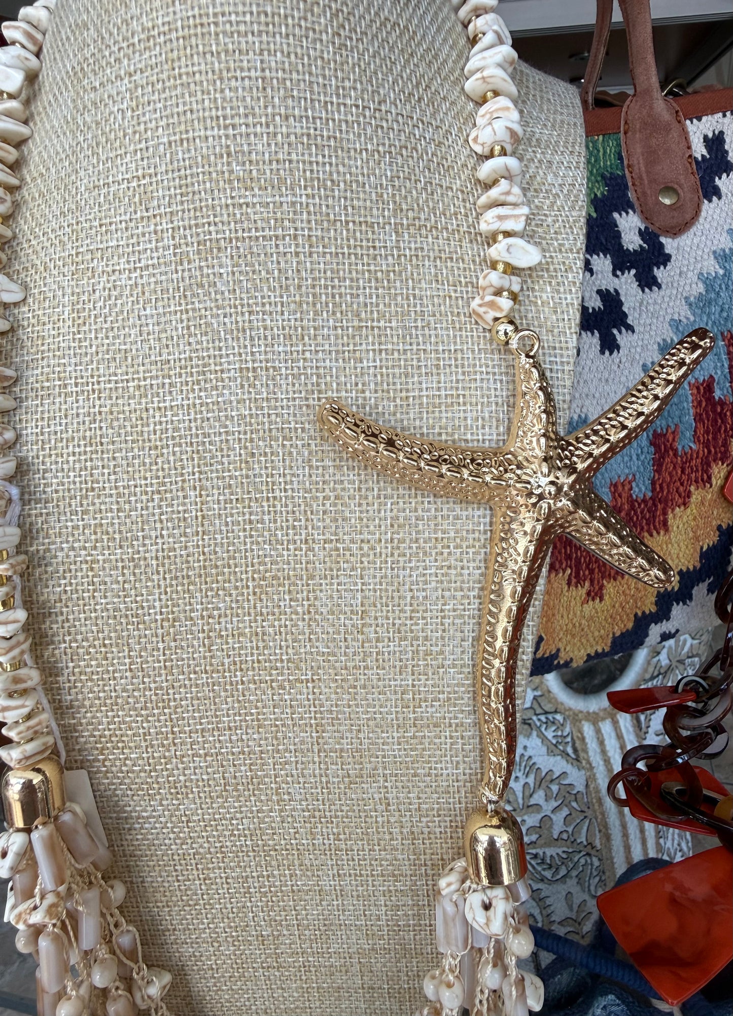 Beads and Starfish Long Necklace (FINAL SALE)