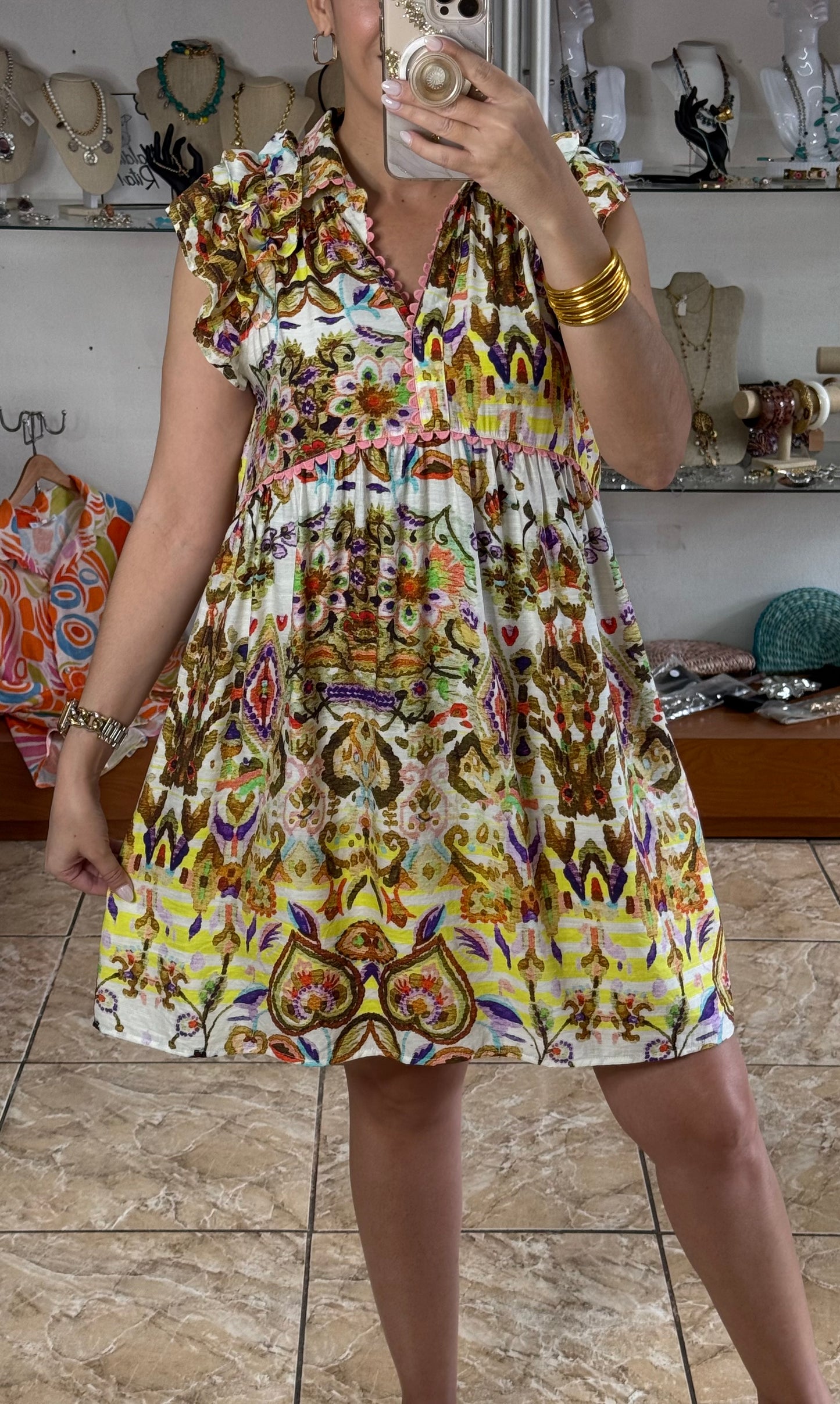 Olive Mix Printed Dress