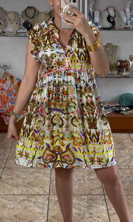 Olive Mix Printed Dress