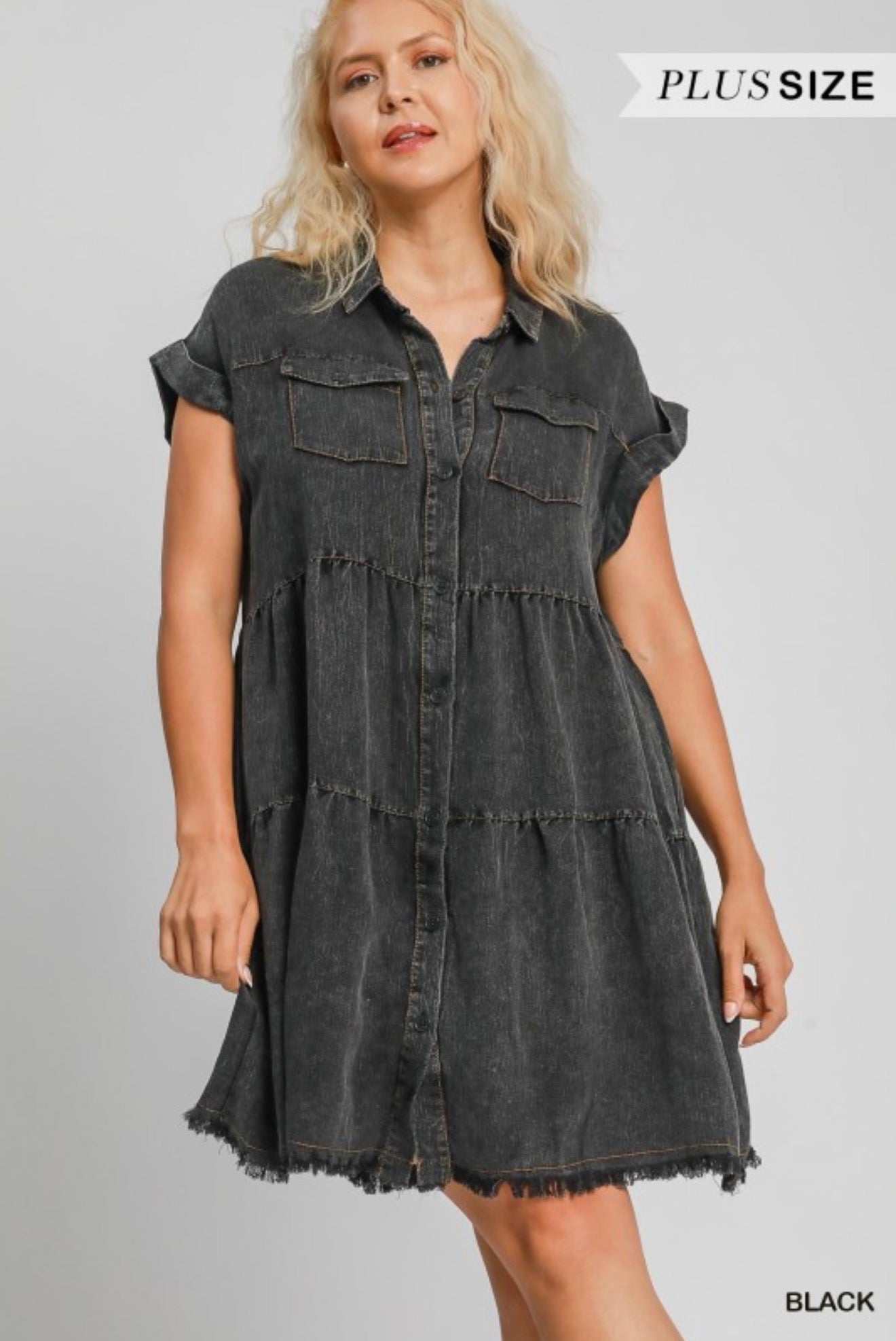 Button Down Mini Dress (PLUS)