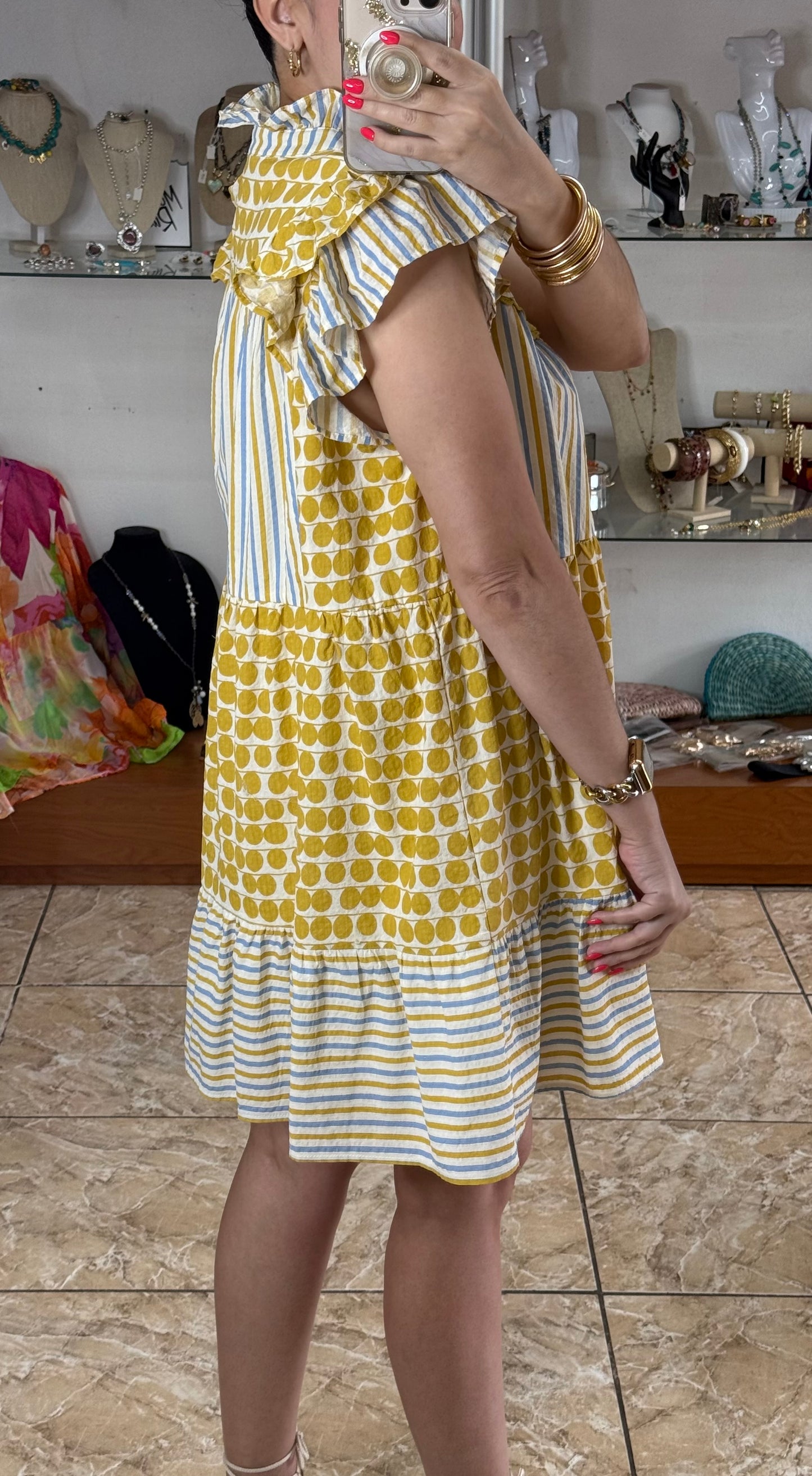 Merigold Mix Flutter Sleeves Dress