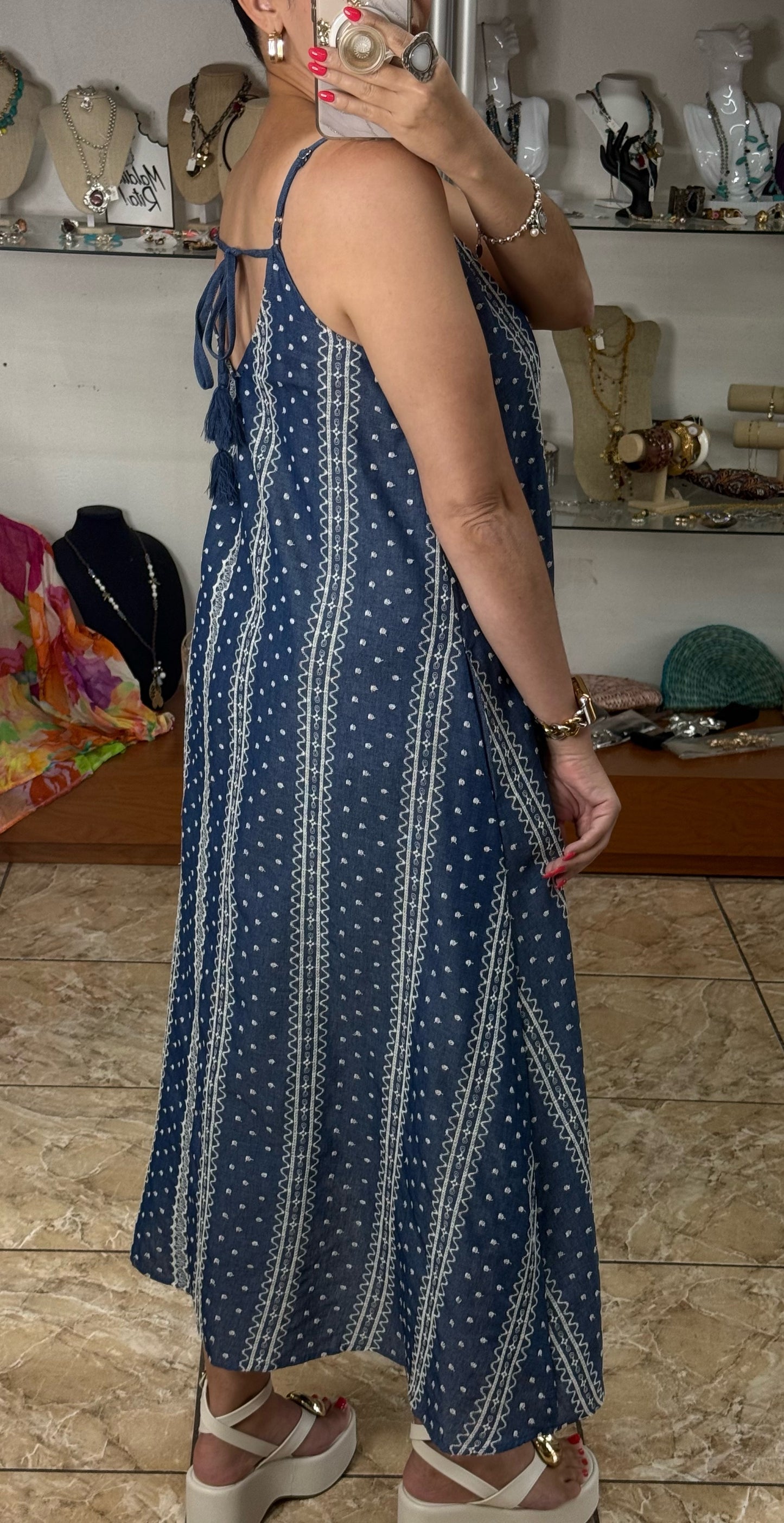 Embroidered Sleeveless Maxi Dress