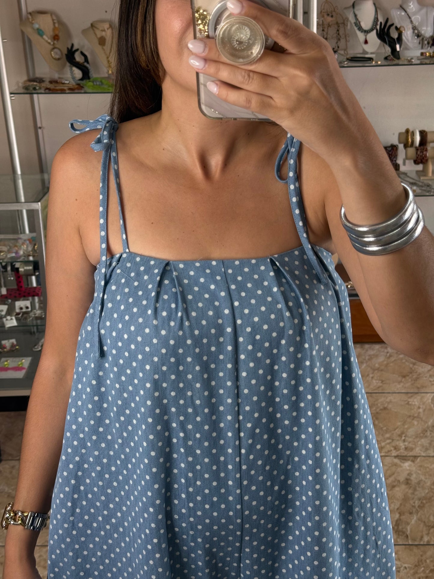 Polkadots Denim Jumpsuit
