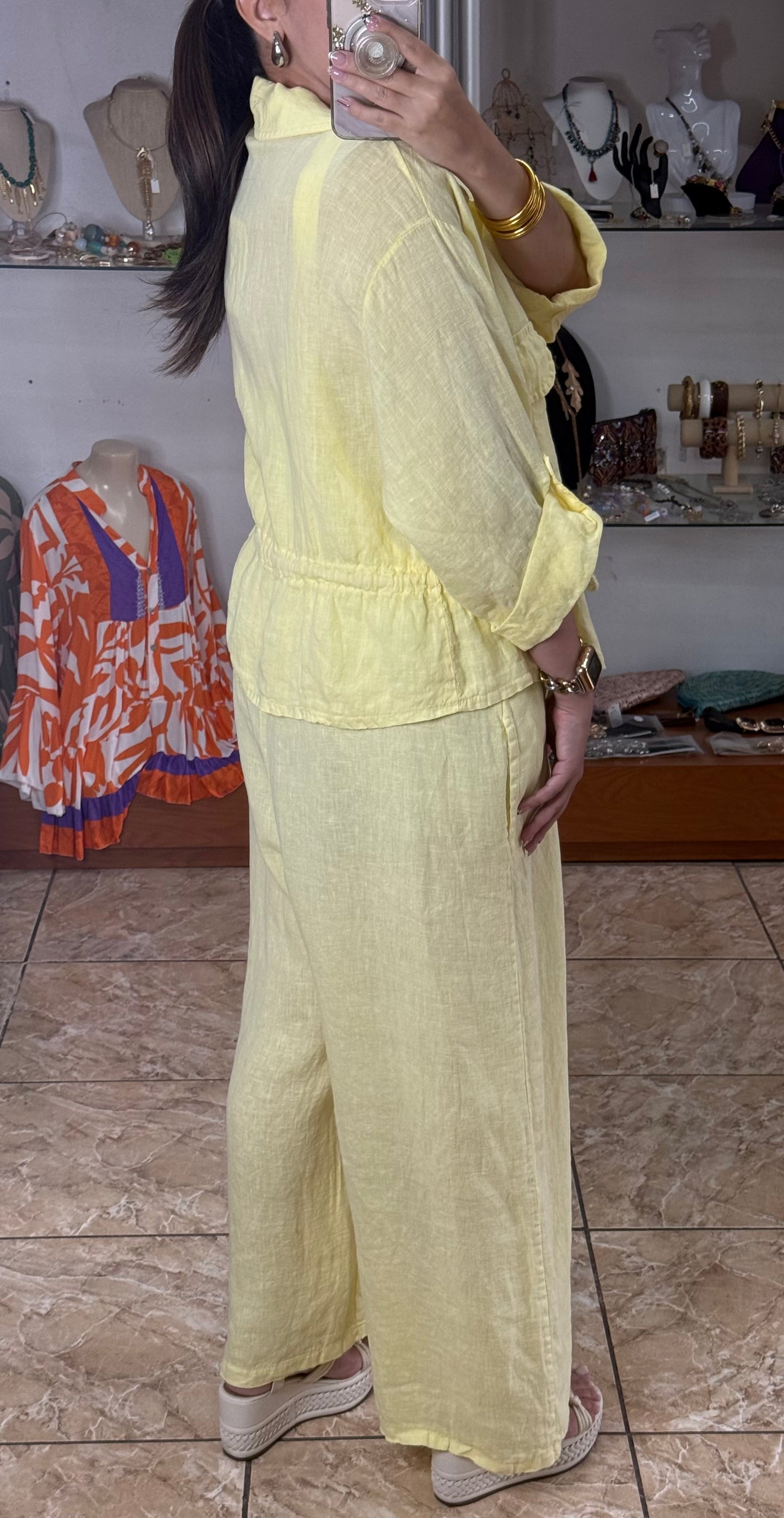 OS Linen Top & Jumpsuit Set (NO RETURNS OR EXCHANGE)
