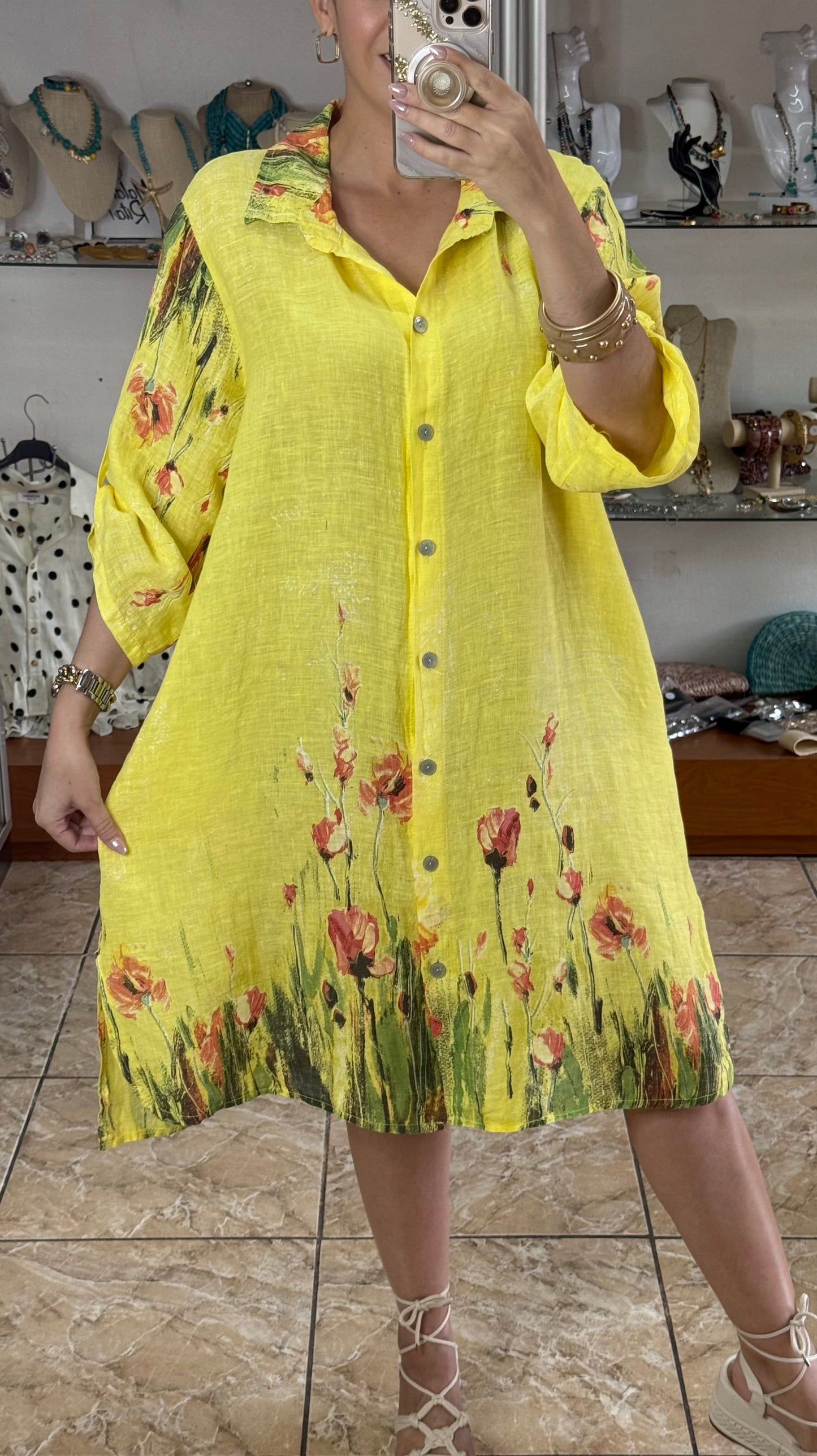 Malena OS Linen Dress (NO RETURNS OR EXCHANGE)