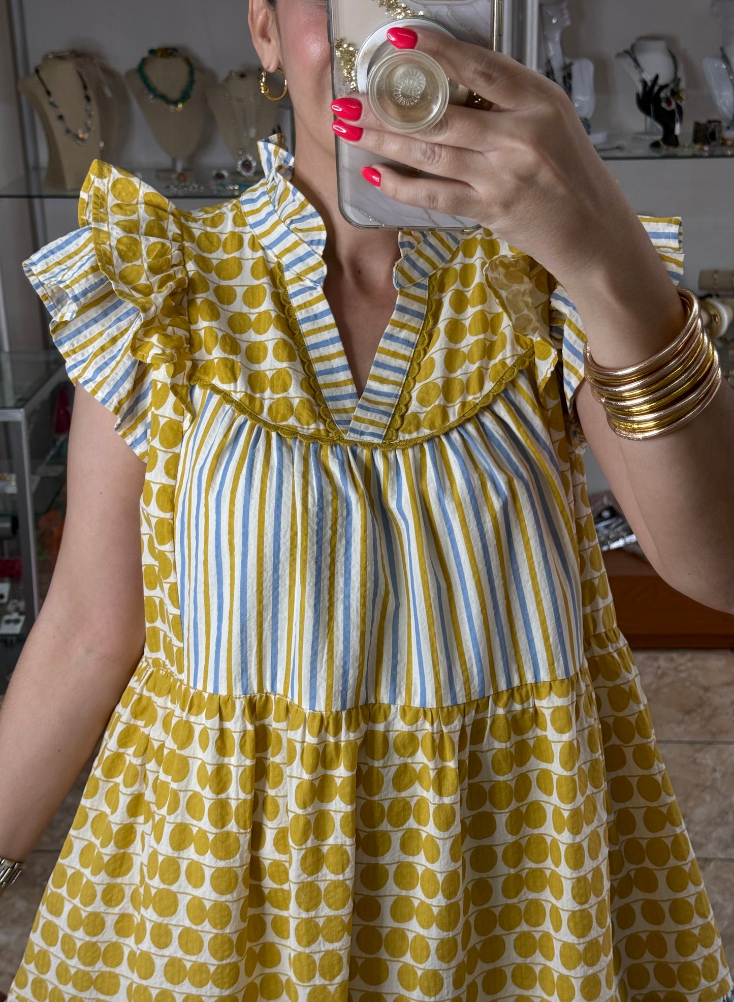 Merigold Mix Flutter Sleeves Dress