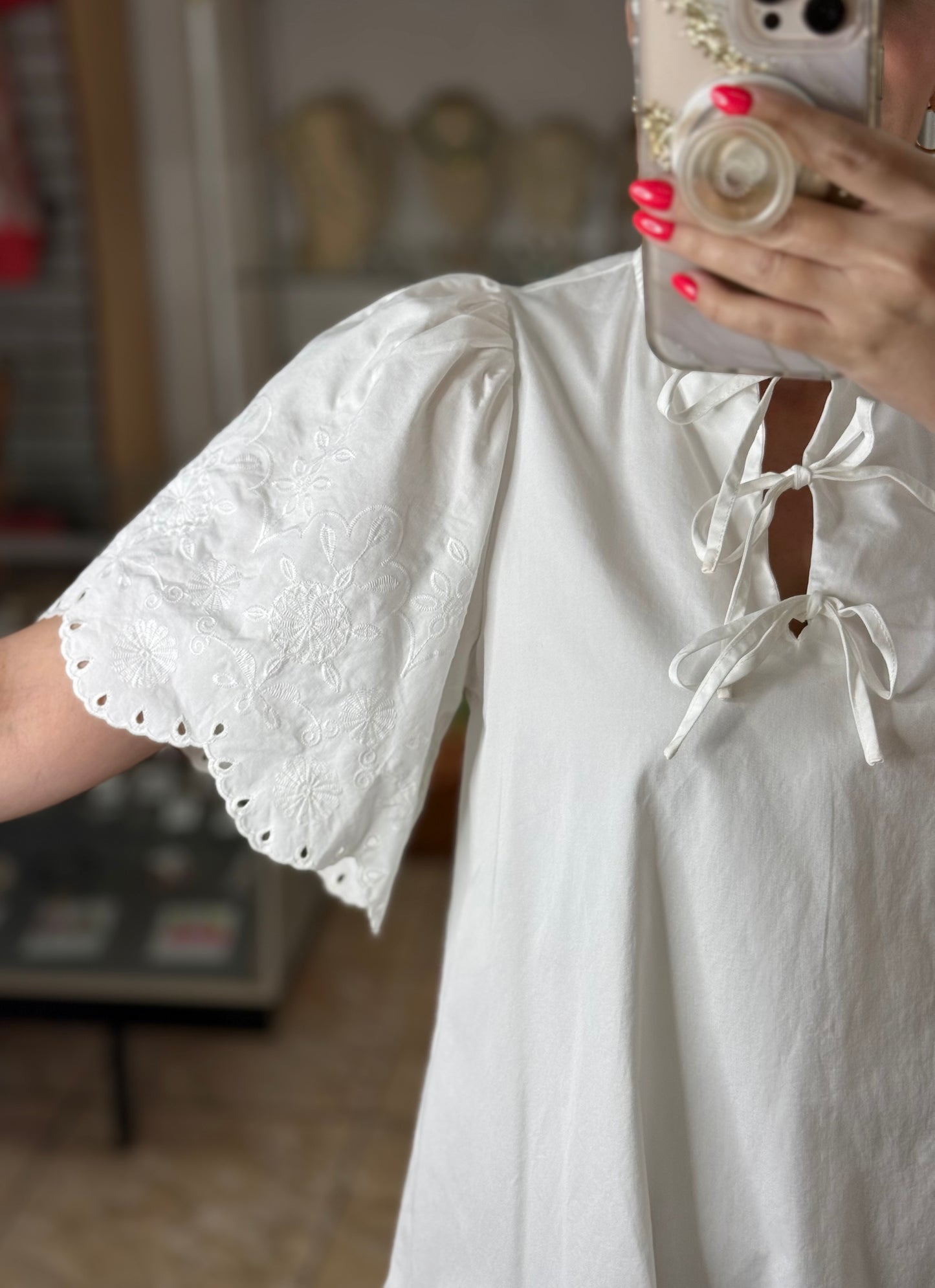 White Embroidered Mini Dress (NO RETURNS OR EXCHANGE)