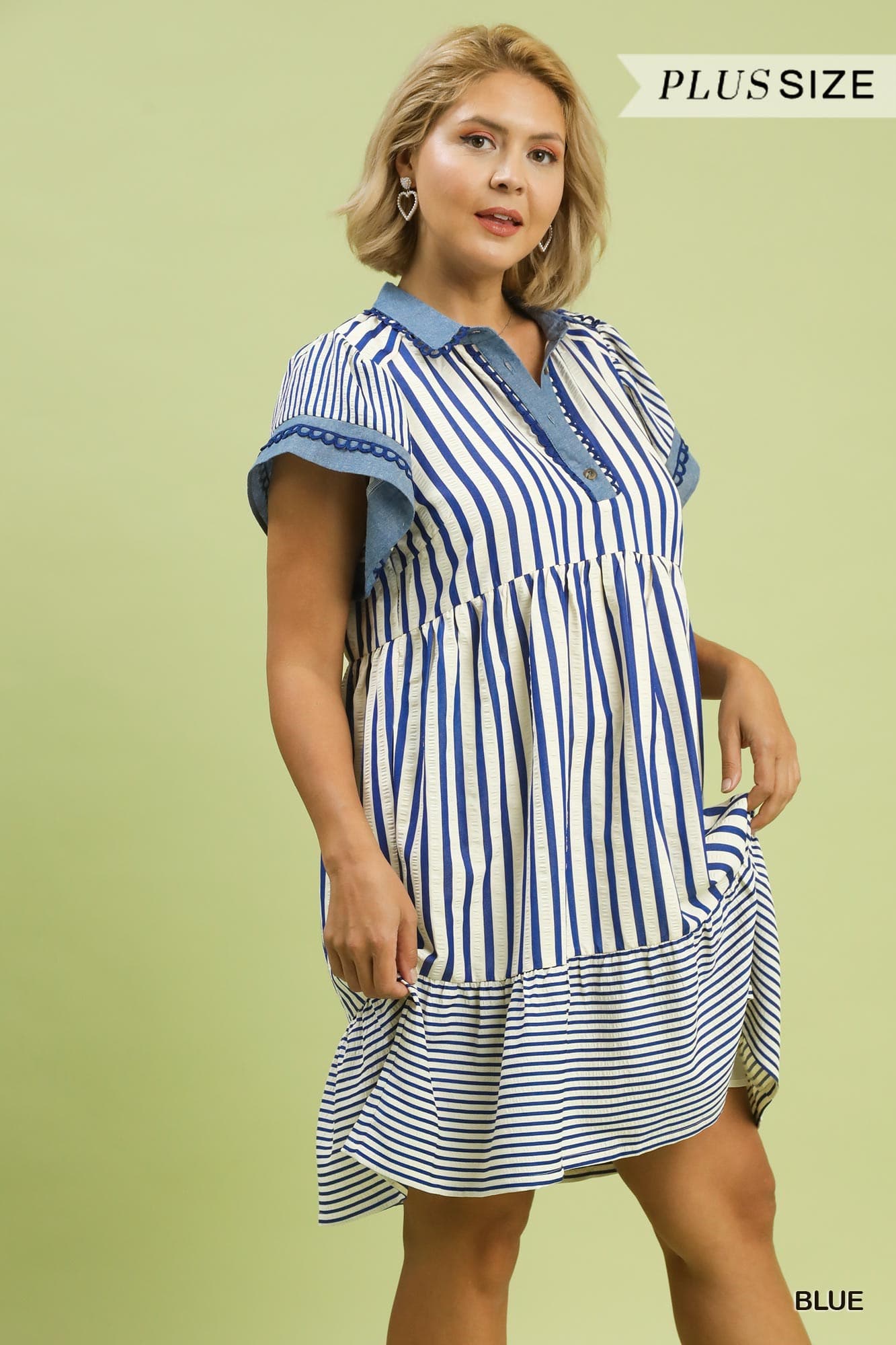 Flutter Sleeve Striped Doll Dress (PLUS)