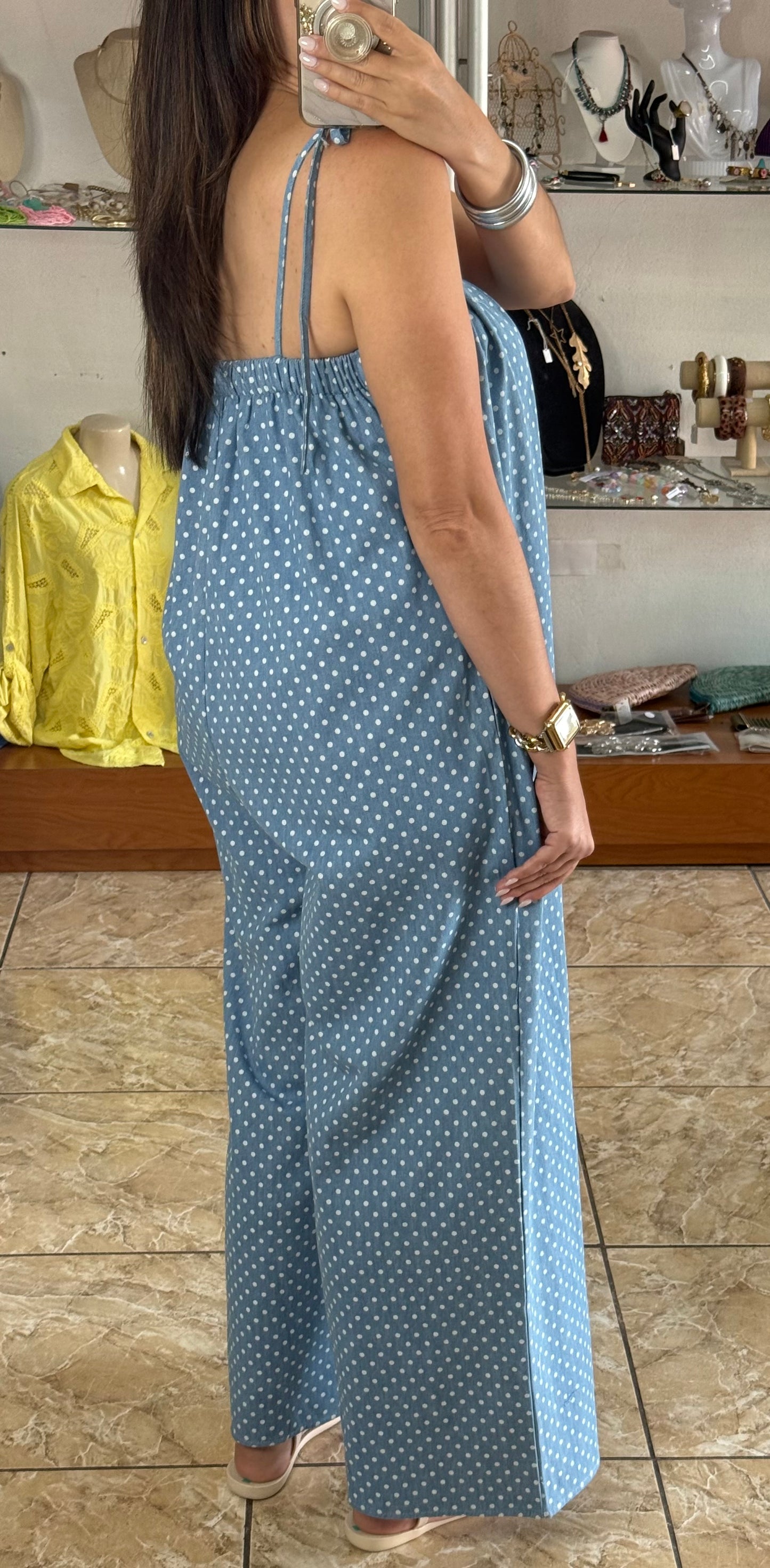 Polkadots Denim Jumpsuit