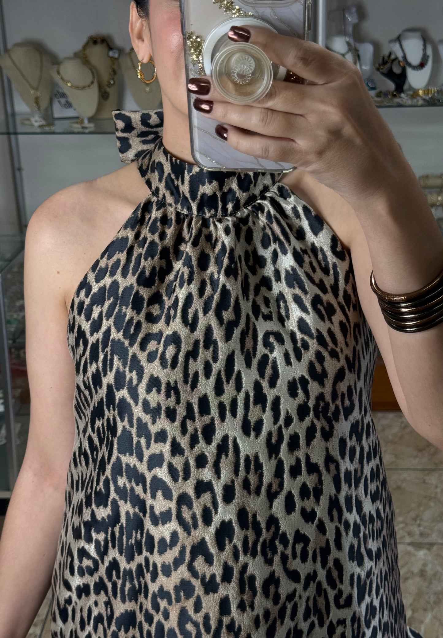 Halter Leopard Mini Dress