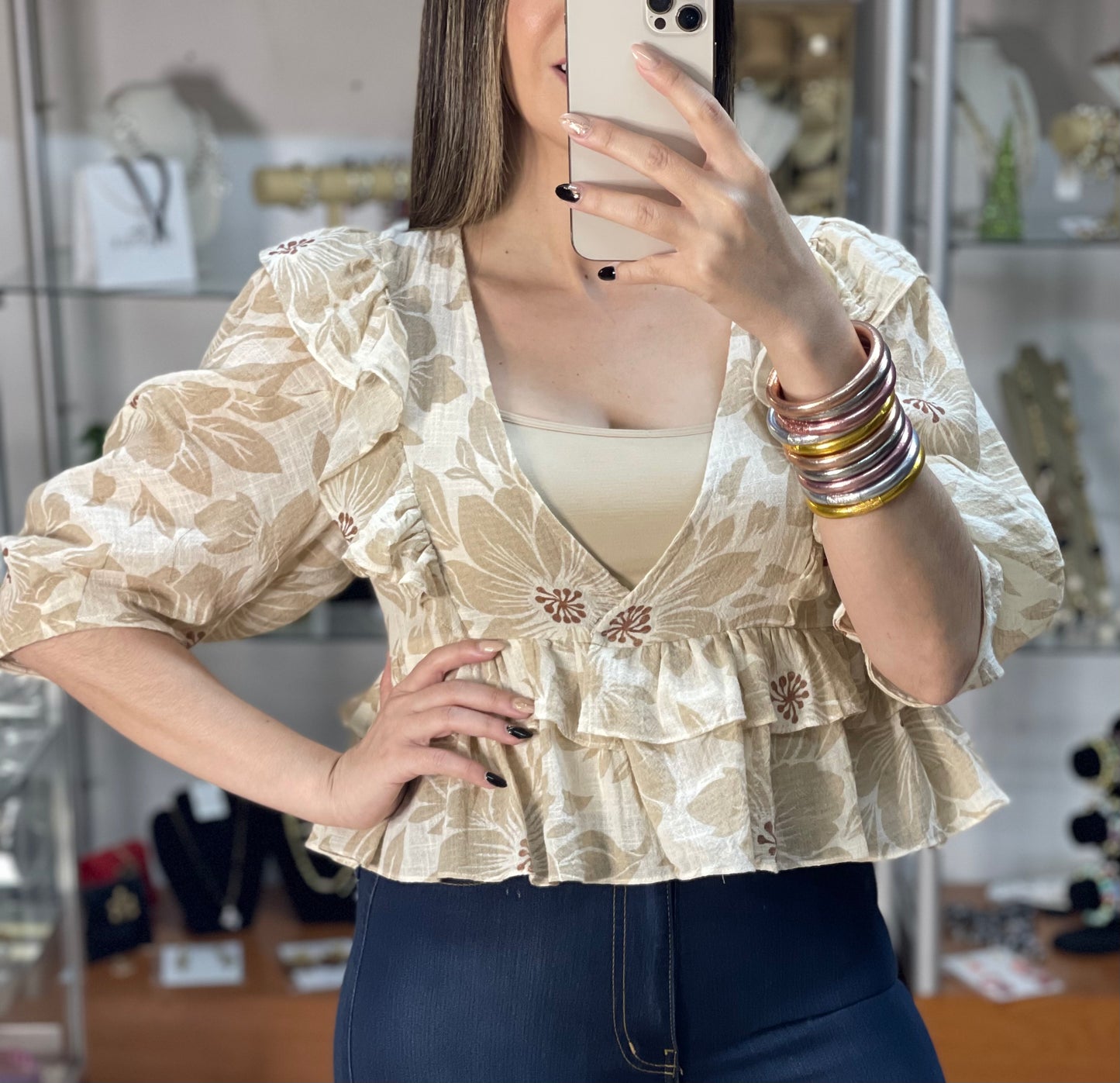 Floral Ruffle Top