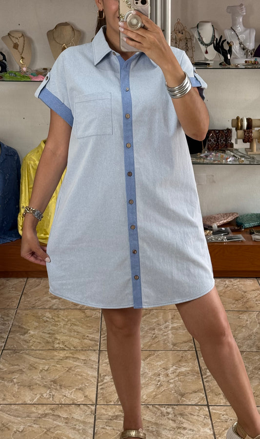 Light Blue Button Down Denim Dress