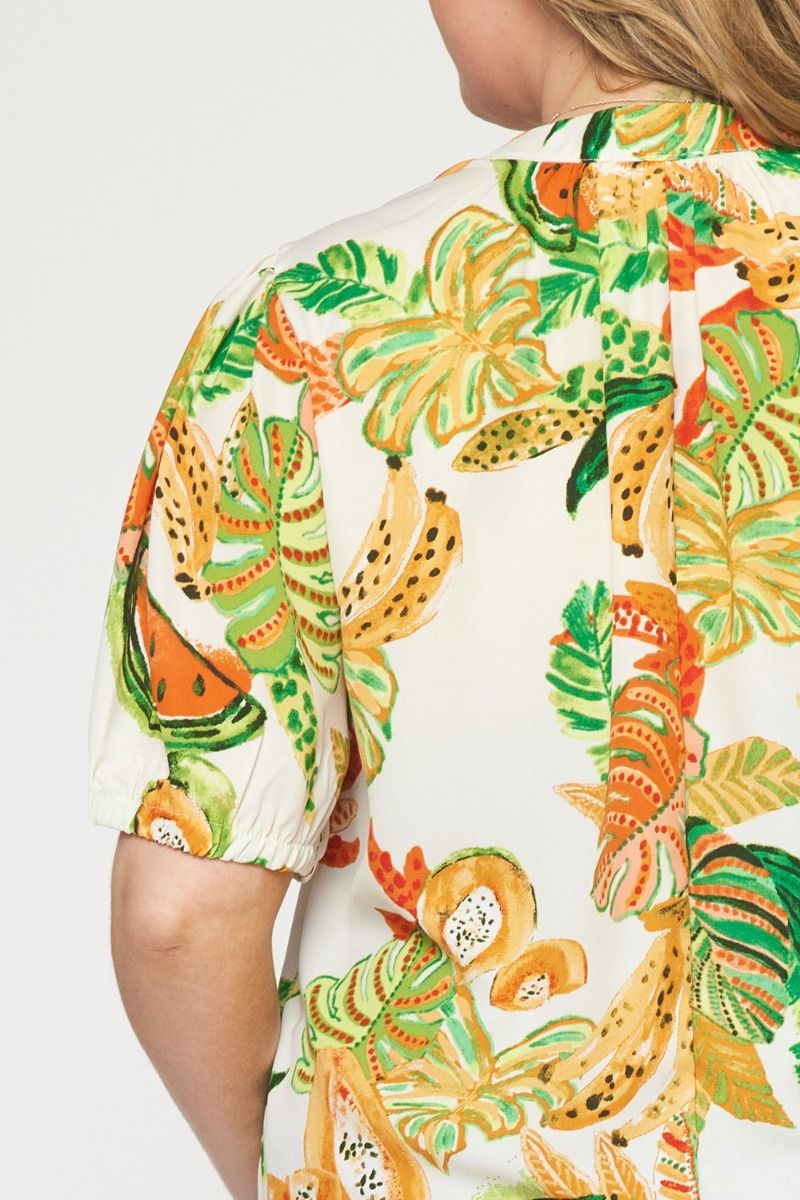 Tropical V-Neck Top (Regular and Plus)