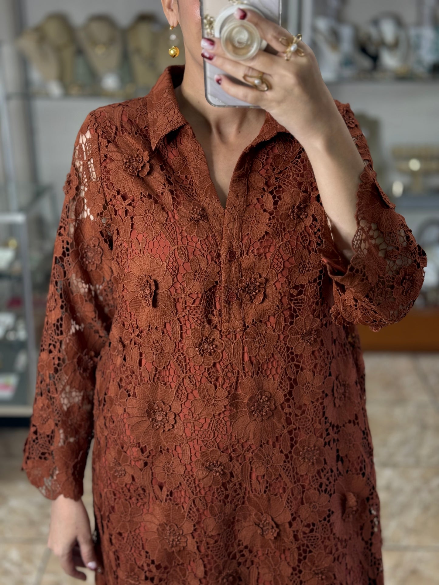 Floral Appliqué OS Midi Dress (FINAL SALE)