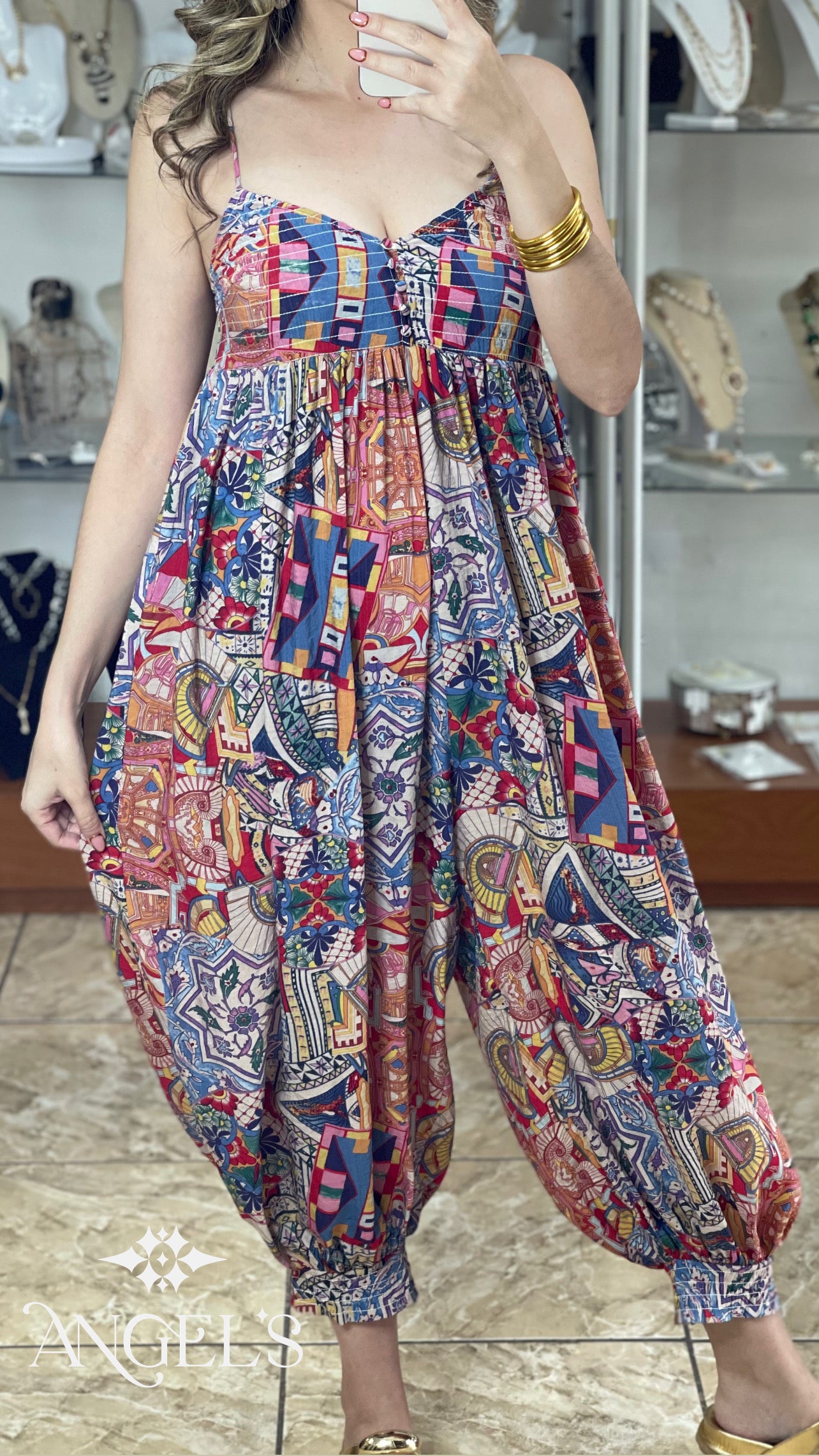 Wide Leg Printed Jumpsuit