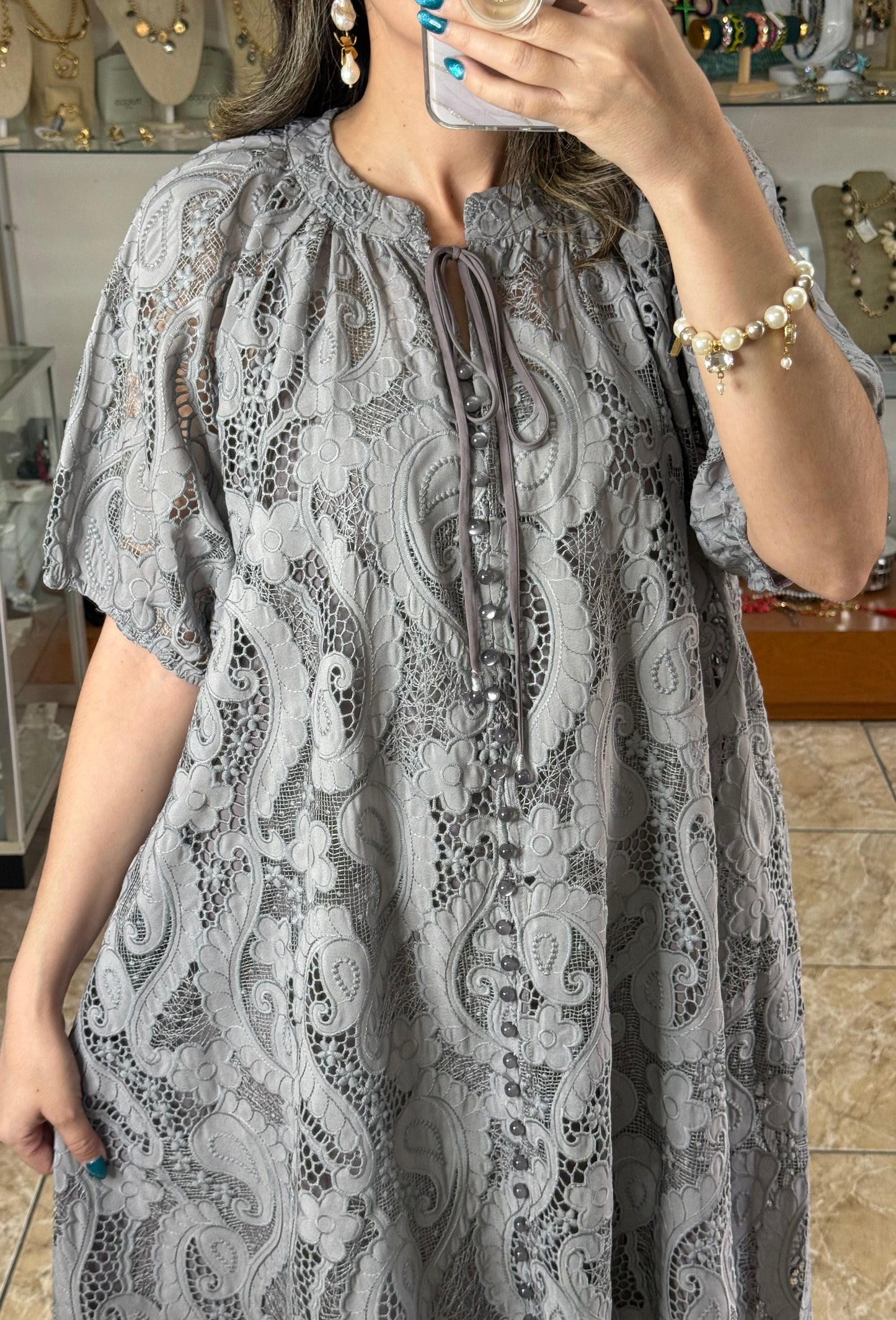 Paisley Embroidered Maxi OS Dress (FINAL SALE)