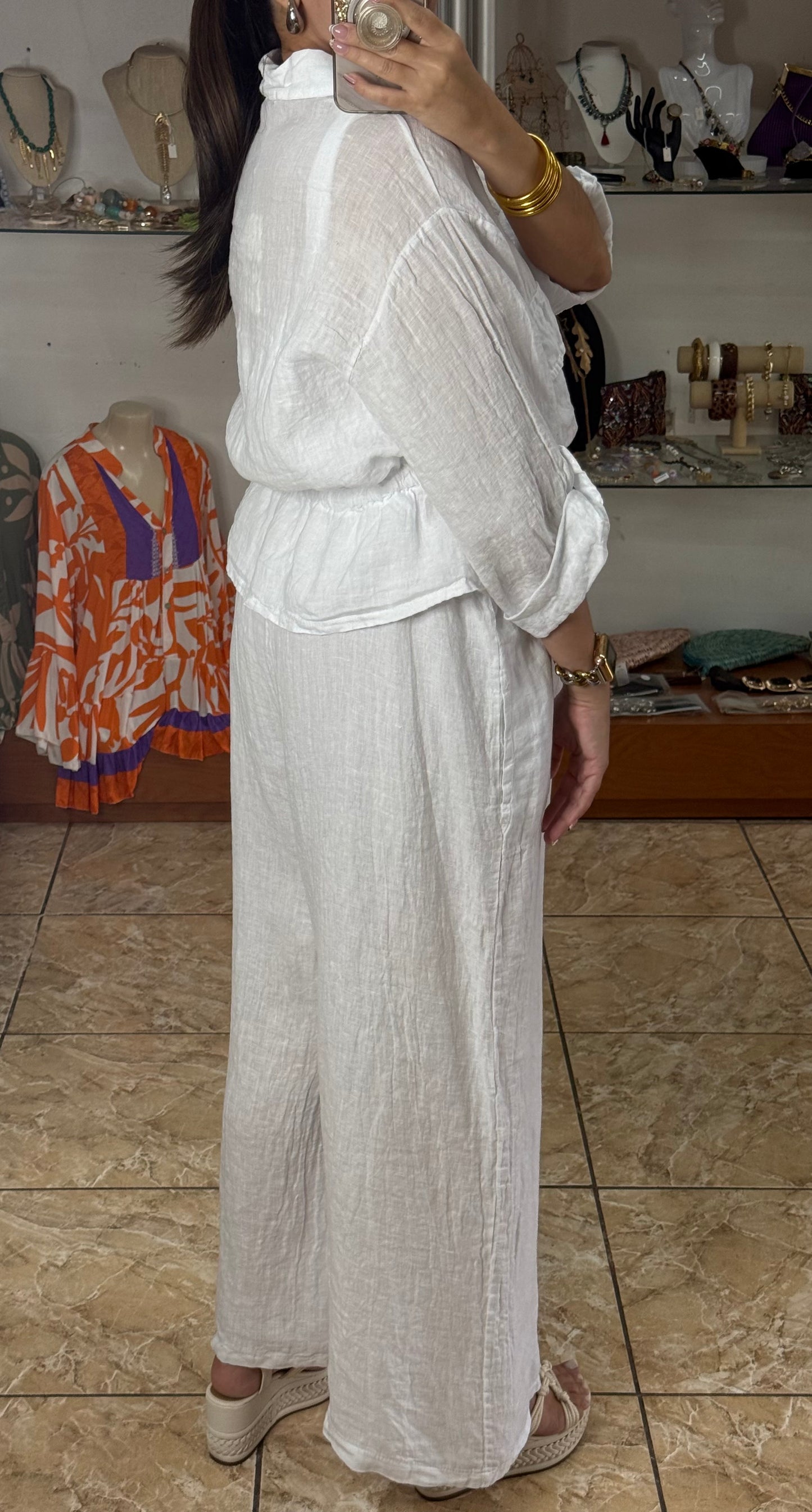 OS Linen Top & Jumpsuit Set (NO RETURNS OR EXCHANGE)