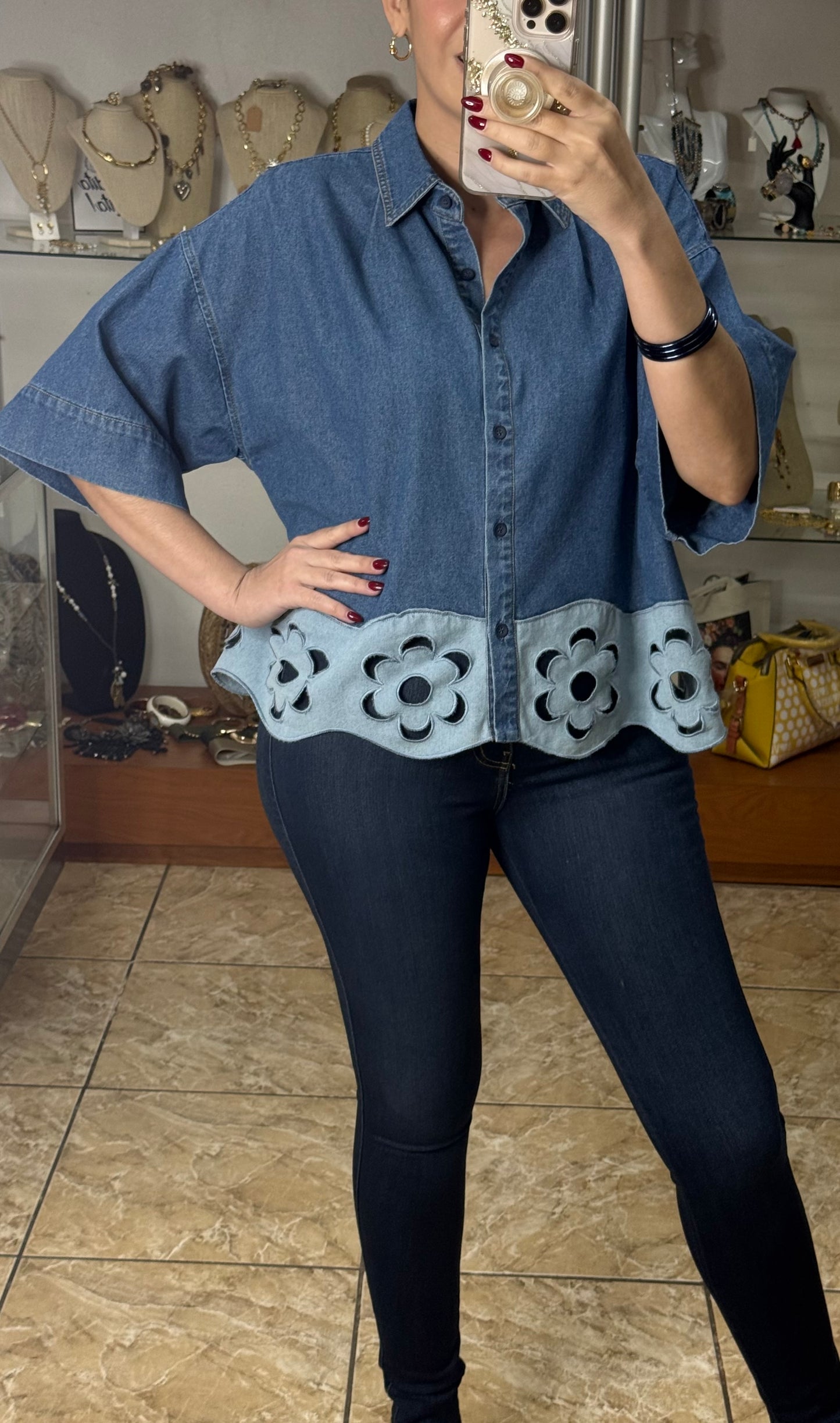 Two Tones Denim Top