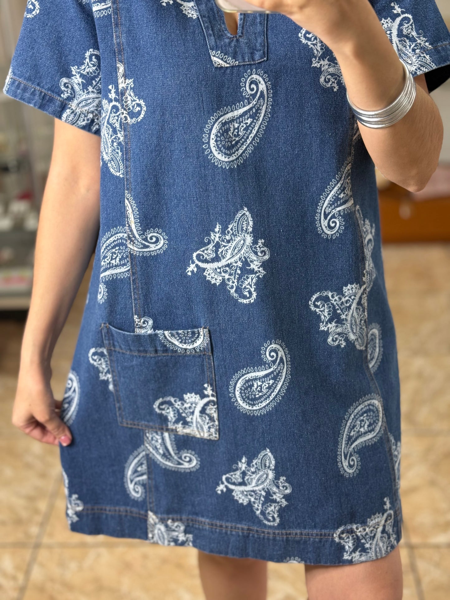 Paisley Denim Dress