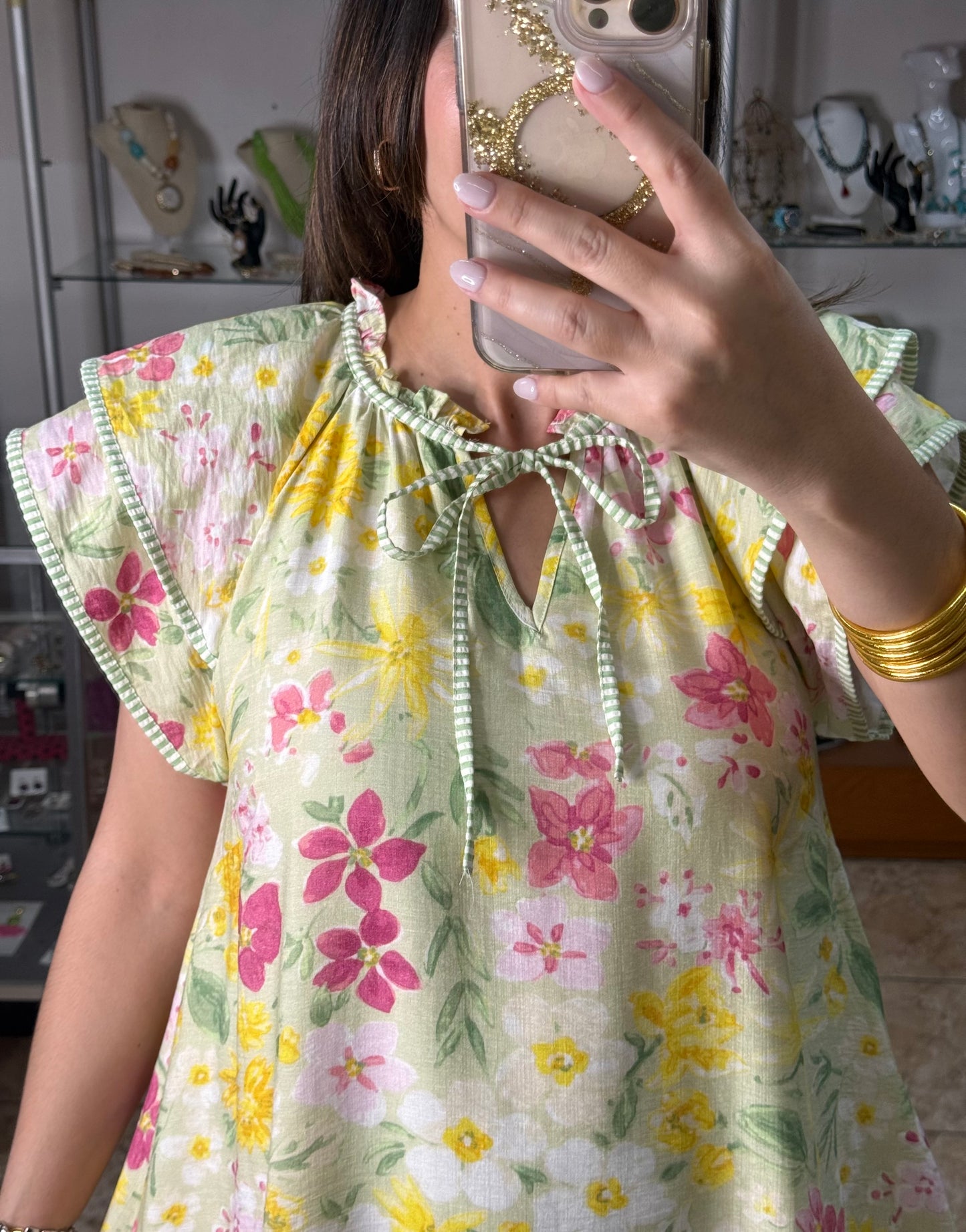 Sage Mix Floral Mini Dress