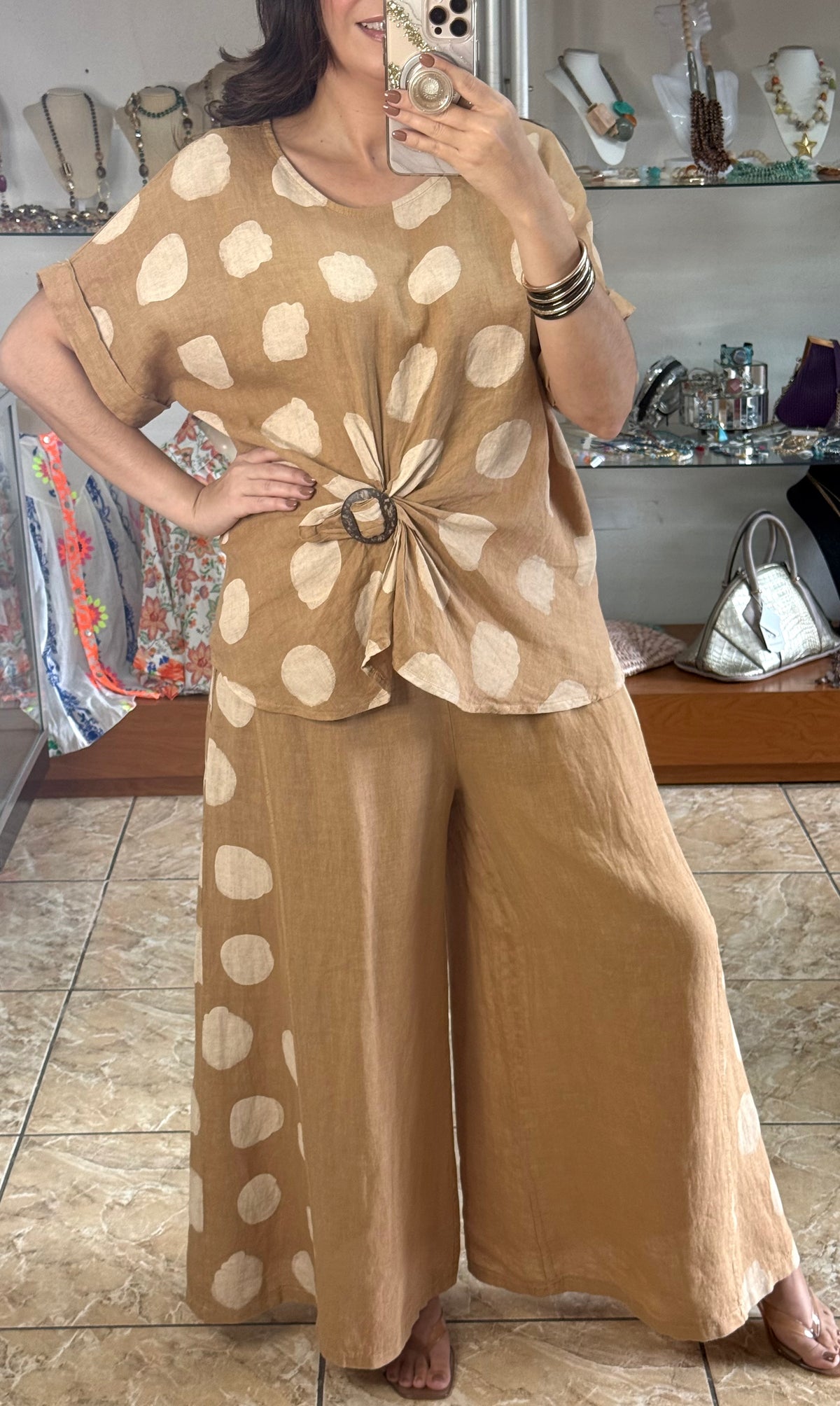OS Polkadots Linen Set (NO RETURNS OR EXCHANGE)