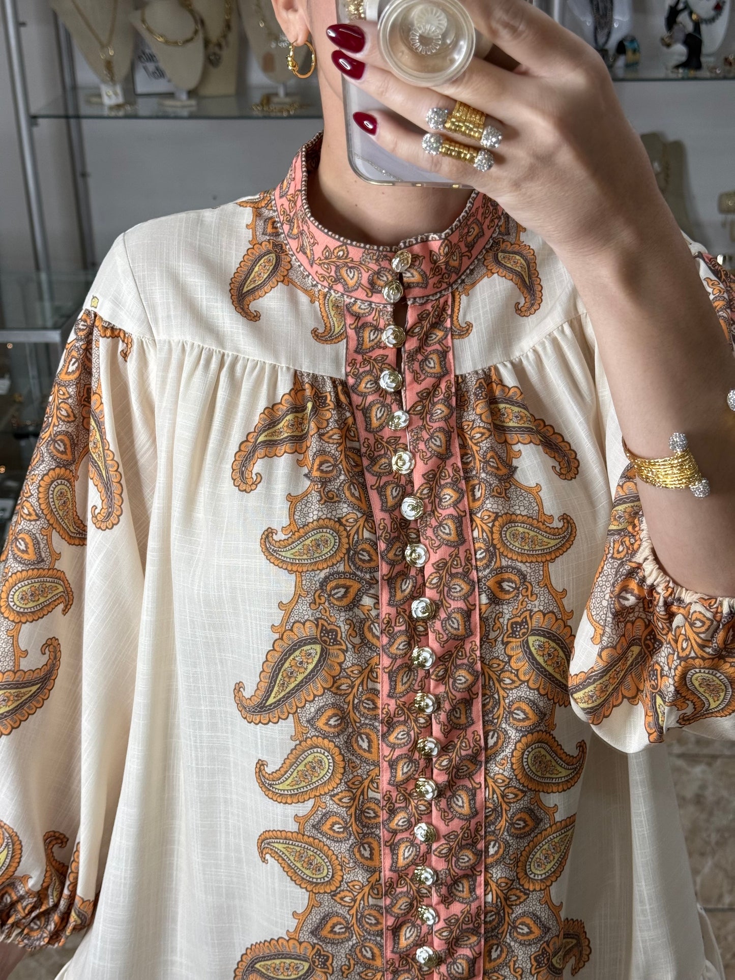 Brown Mix Paisley Mini Dress