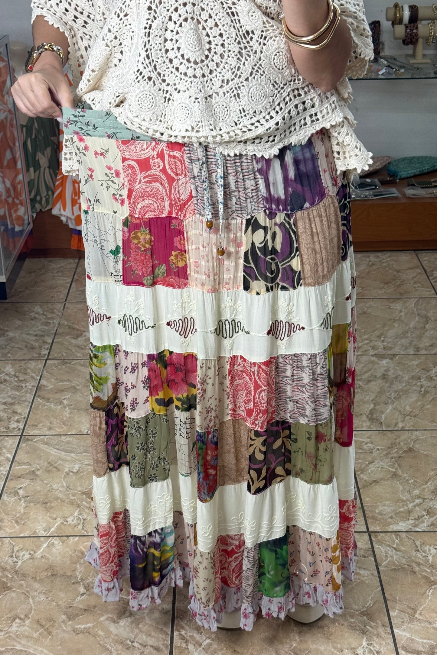 Patches Maxi Skirt
