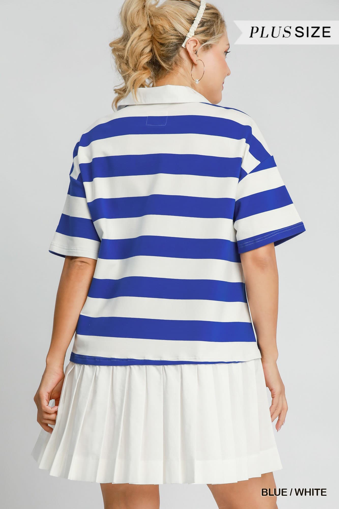 Stripes Polo Pleated Mini Dress (PLUS)