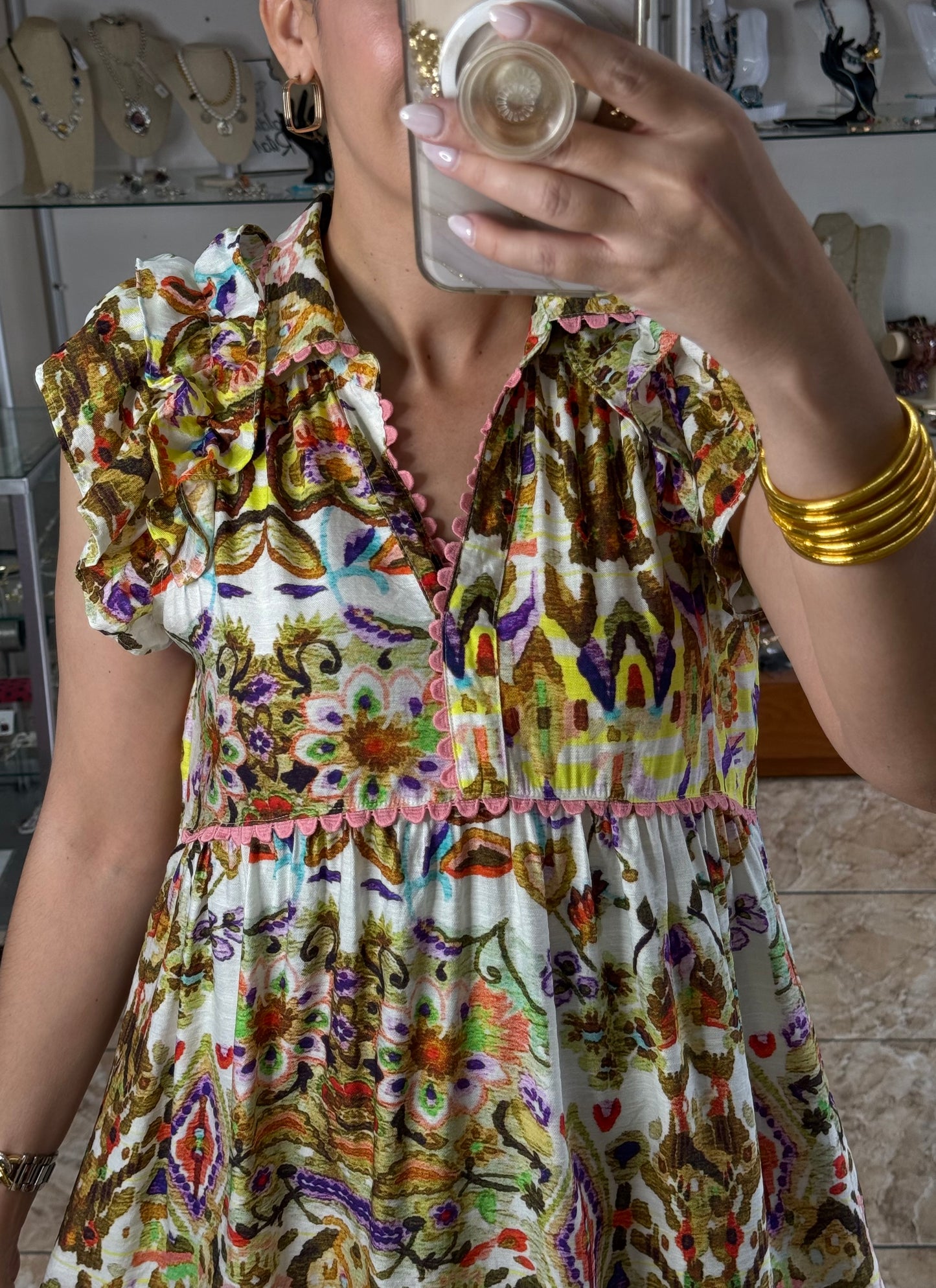Olive Mix Printed Dress