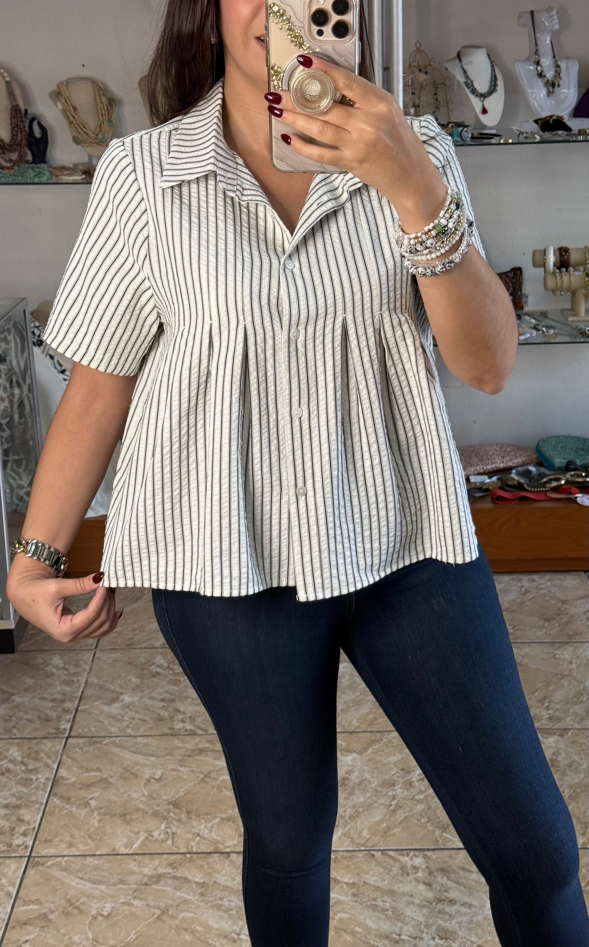 Short Sleeve Button Down Top