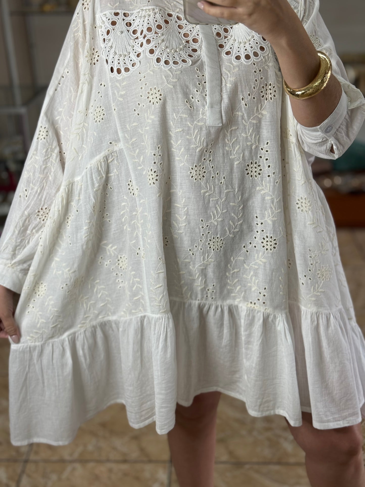 White Embroidered Oversized Dress (NO RETURNS OR EXCHANGE)