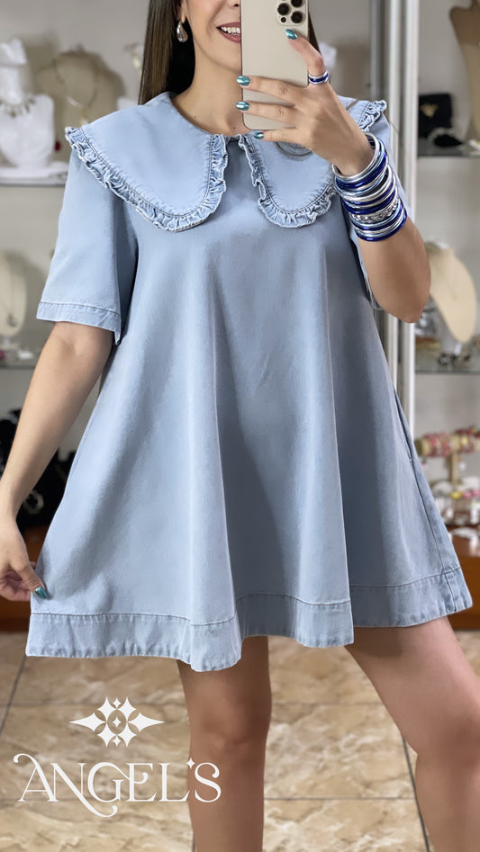 Collared Mini Denim Dress