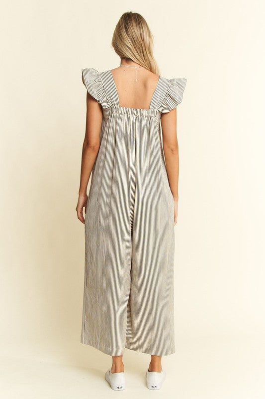 Sleeveless Stripes Jumpsuit (PLUS)