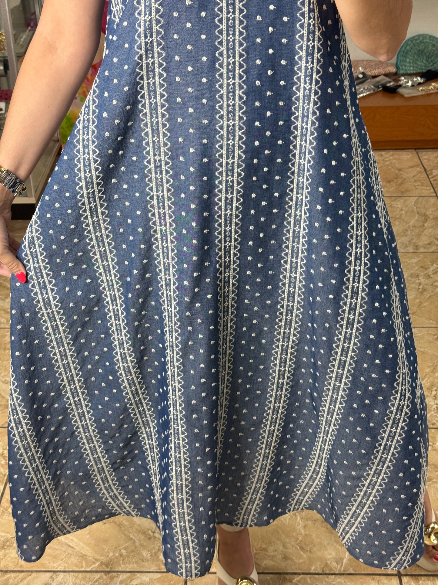Embroidered Sleeveless Maxi Dress