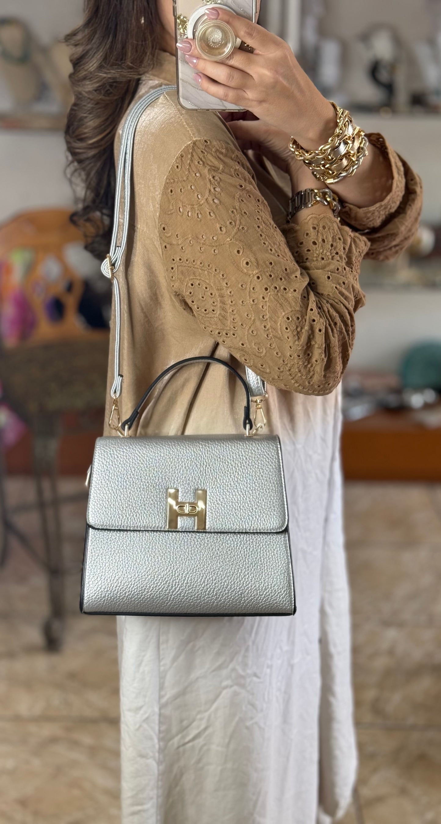 Chic Metallic Bag with Wallet (FINAL SALE)