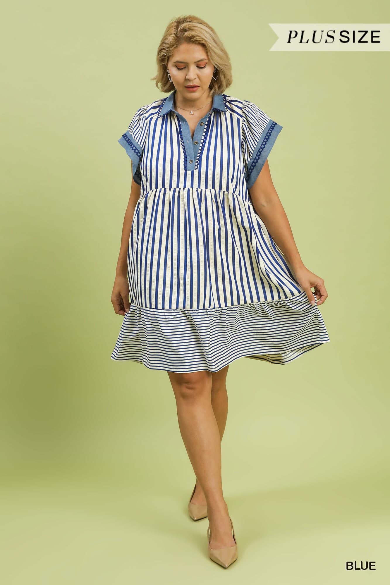 Flutter Sleeve Striped Doll Dress (PLUS)