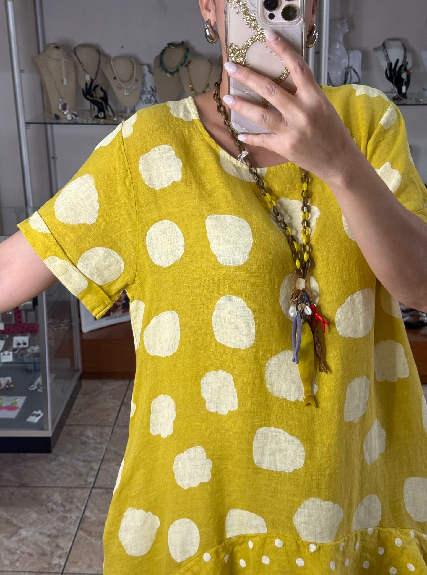 Polka OS Ruffle Tiered Linen Midi Dress (NO RETURNS OR EXCHANGE)