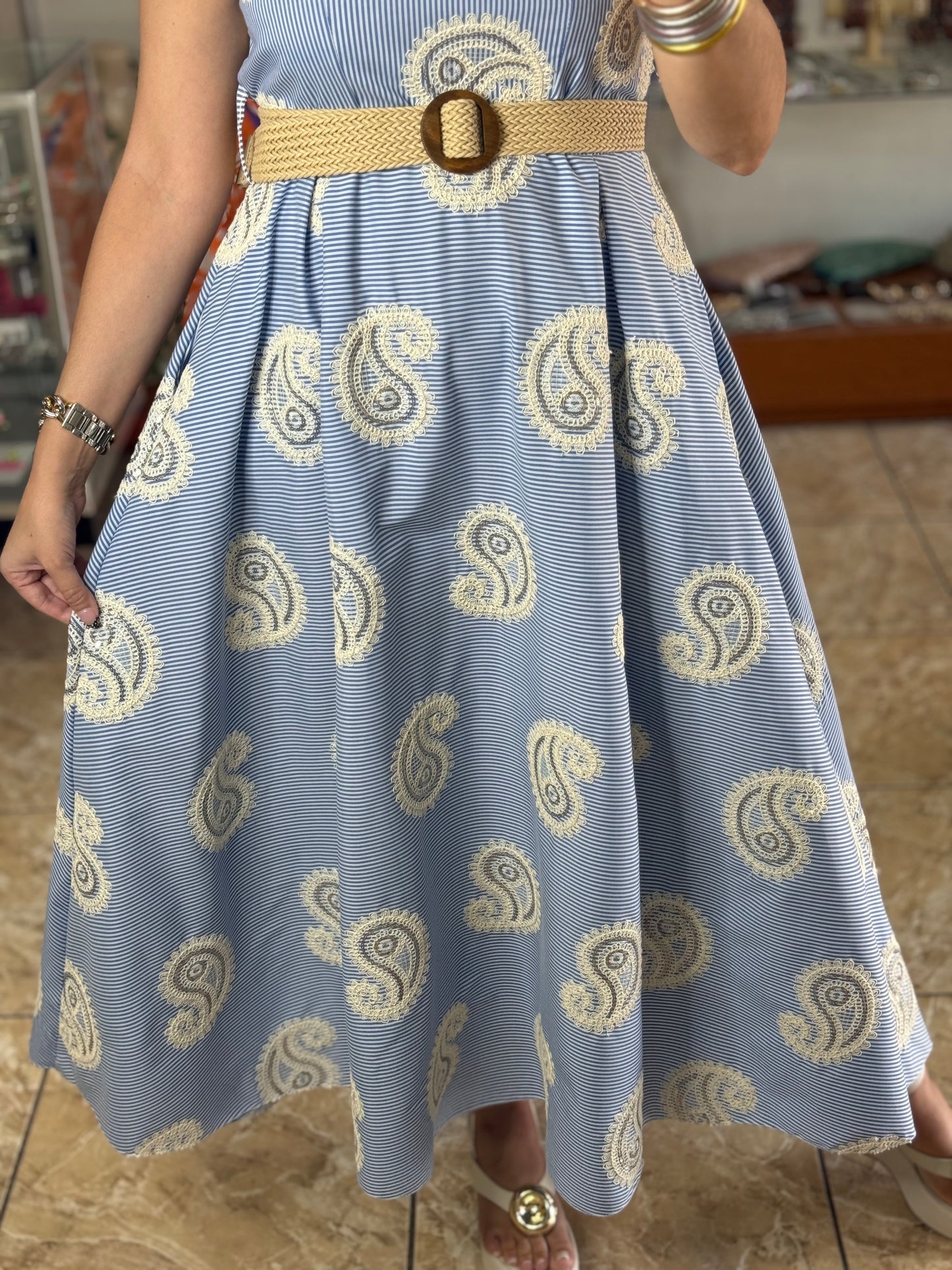 Paisley & Stripes OS Belted Maxi Dress (NO RETURNS OR EXCHANGE)