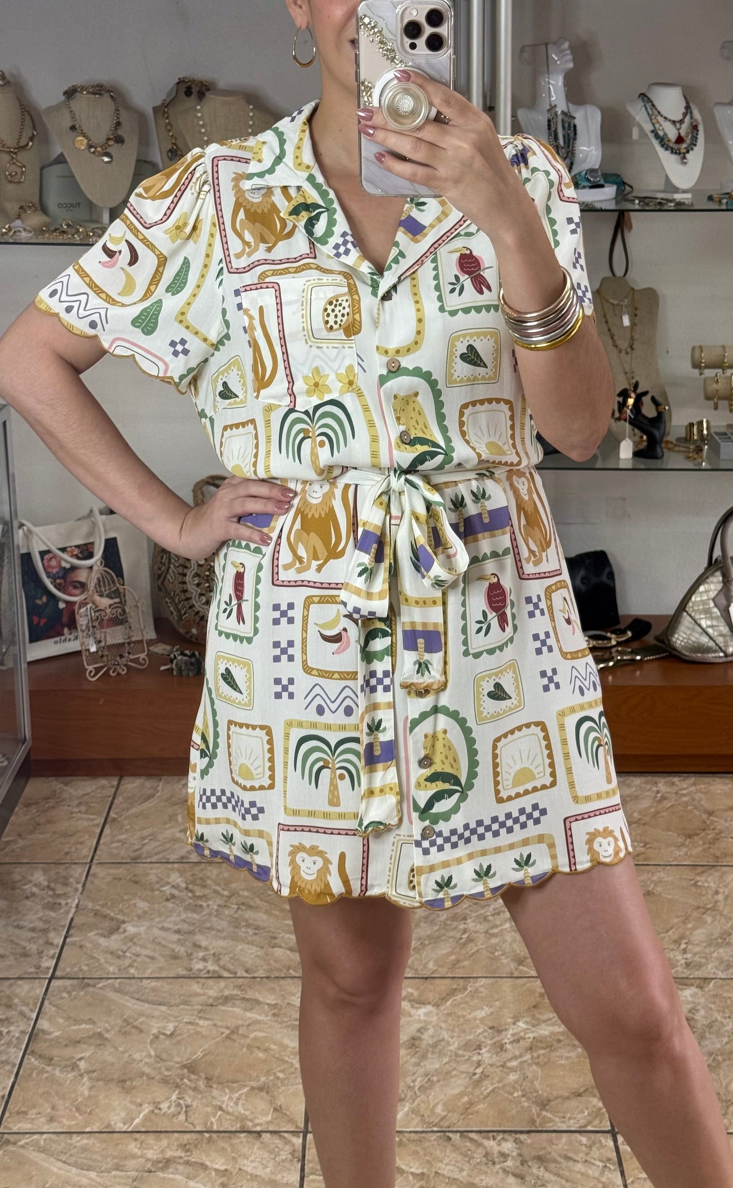 Tropical Button Down Dress