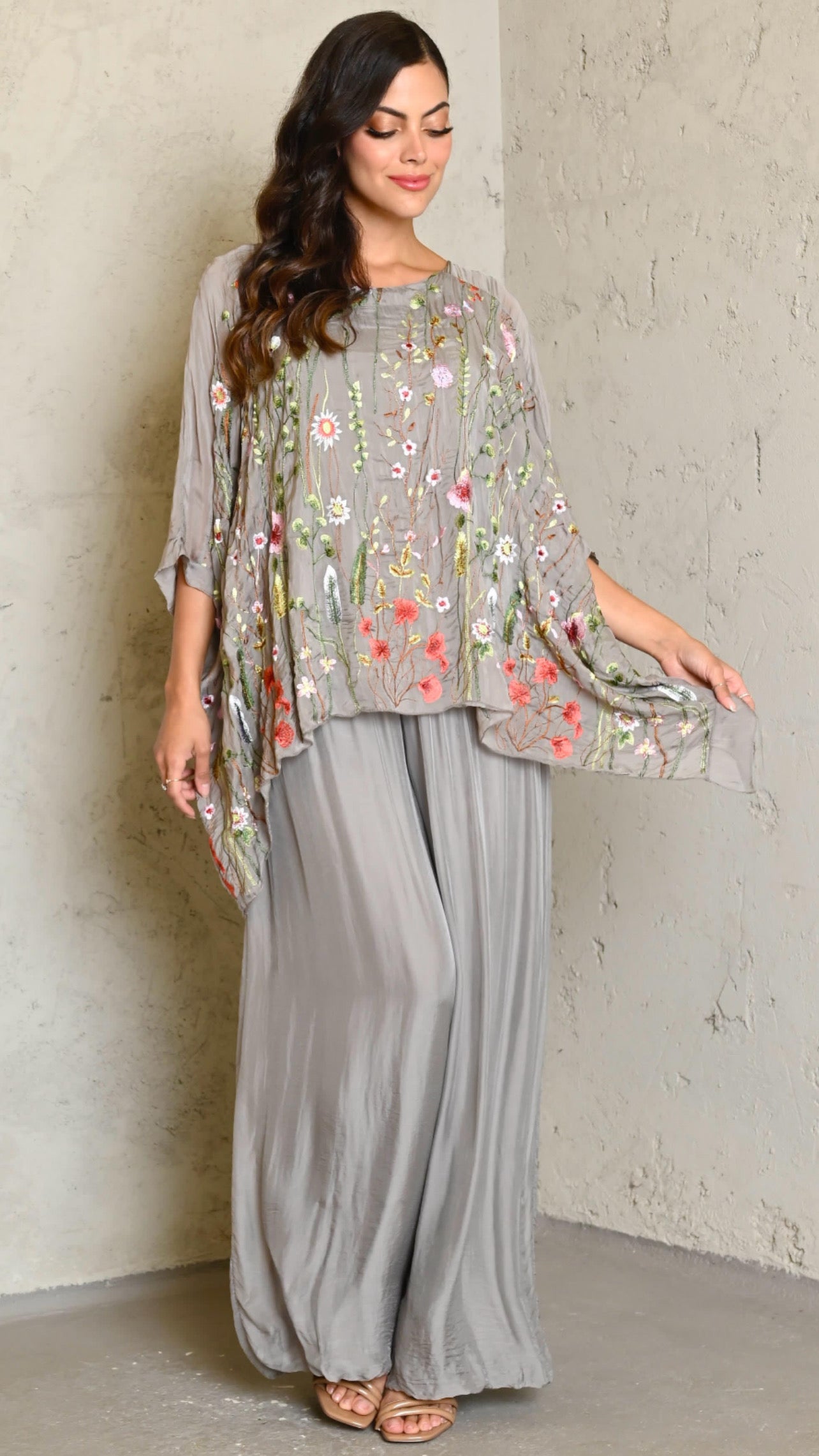 Embroidered Top and Pant Silk Set