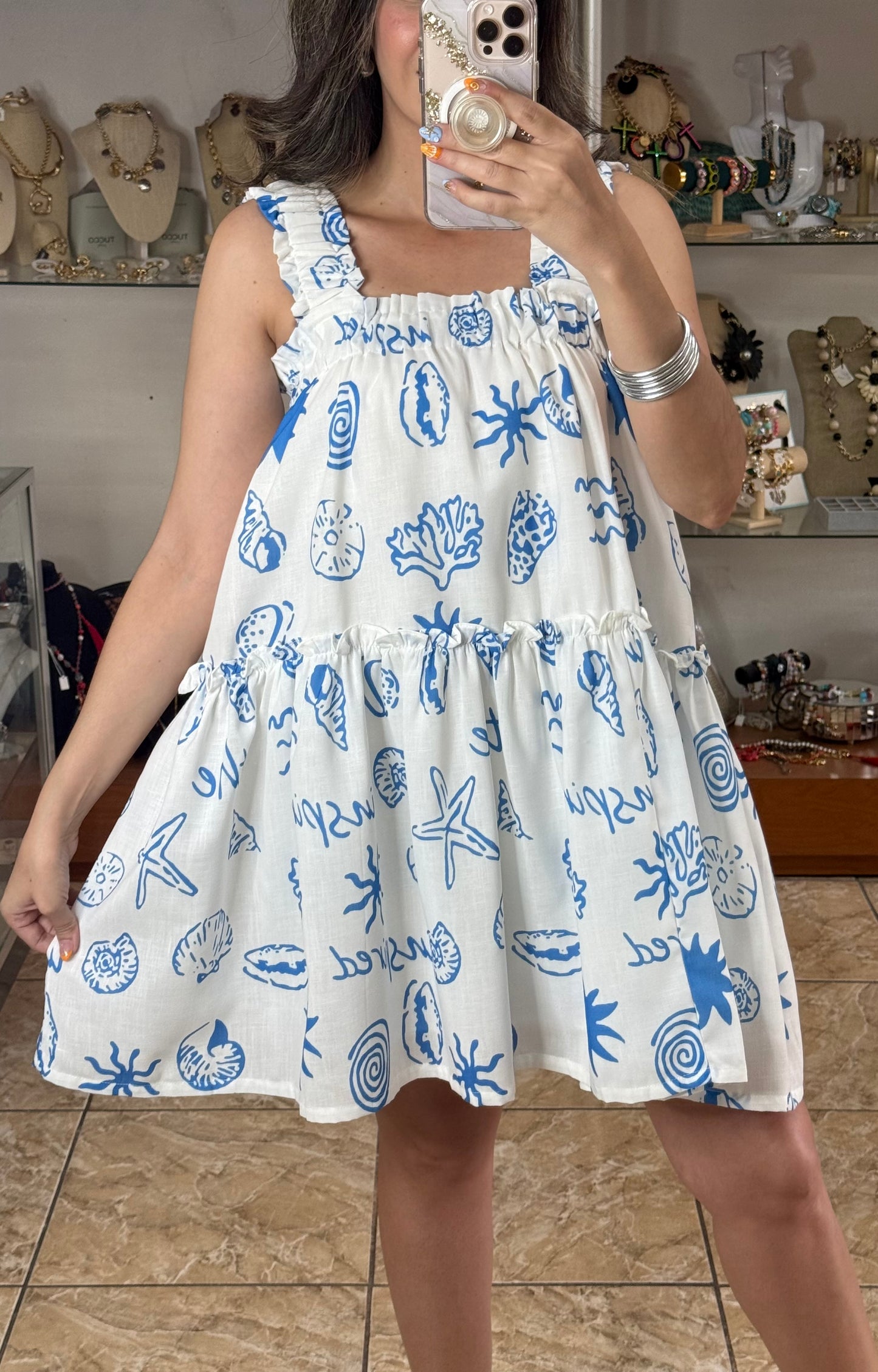 White/Blue Summer Doll Dress